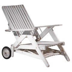 1950s lacquered wooden sun lounger