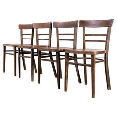 1950's Ladder Back Walnut Bistro Chairs Set of Four