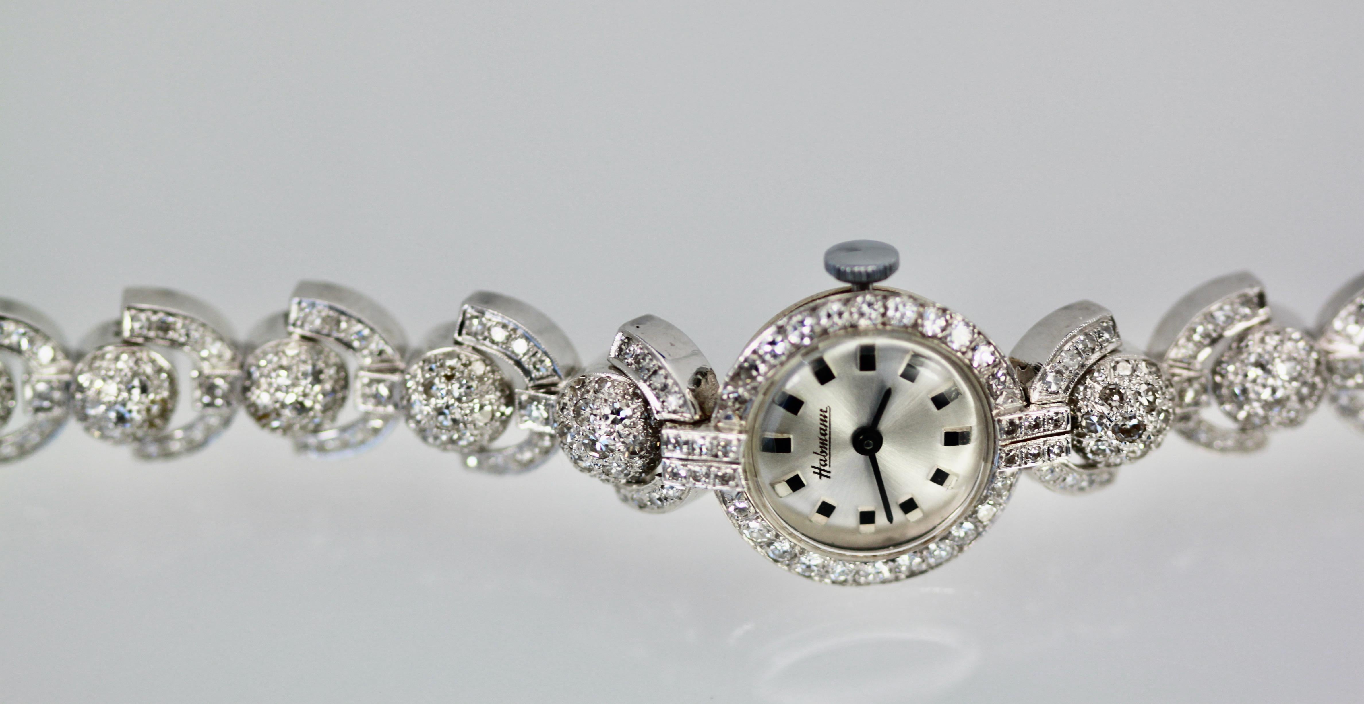 1950's Ladies Unique Diamond Cocktail Watch 4.2 Carats For Sale 3
