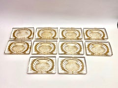 1950s Lalique France Chardons Set of 10 Knife Rests Crystal with Sepia Stain