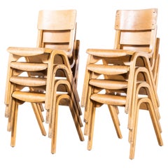 1950's Lamstak Beech Stacking Dining Chairs  - Set Of Eight