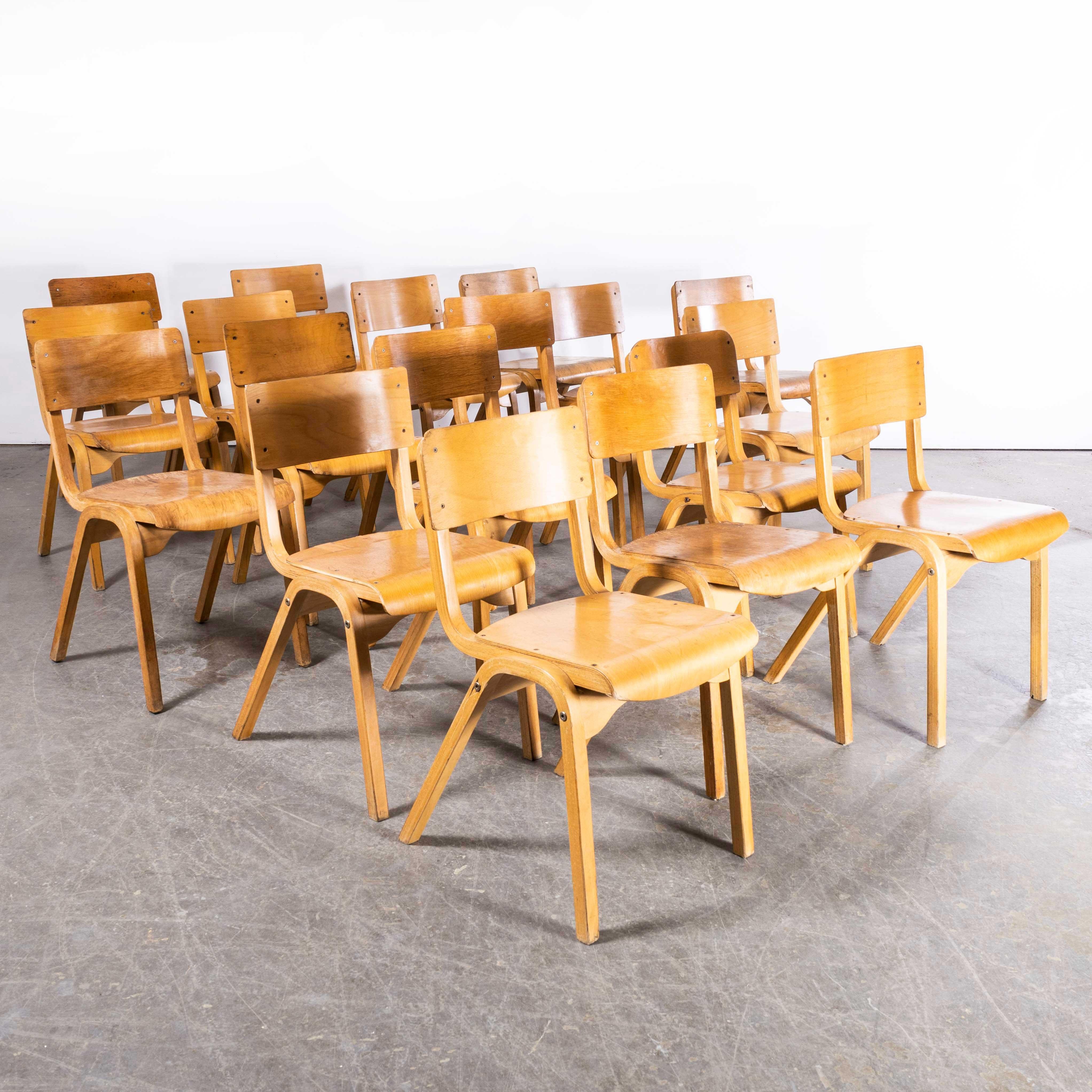 1950's Lamstak Beech Stacking Dining Chairs  - Set Of Eighteen 4