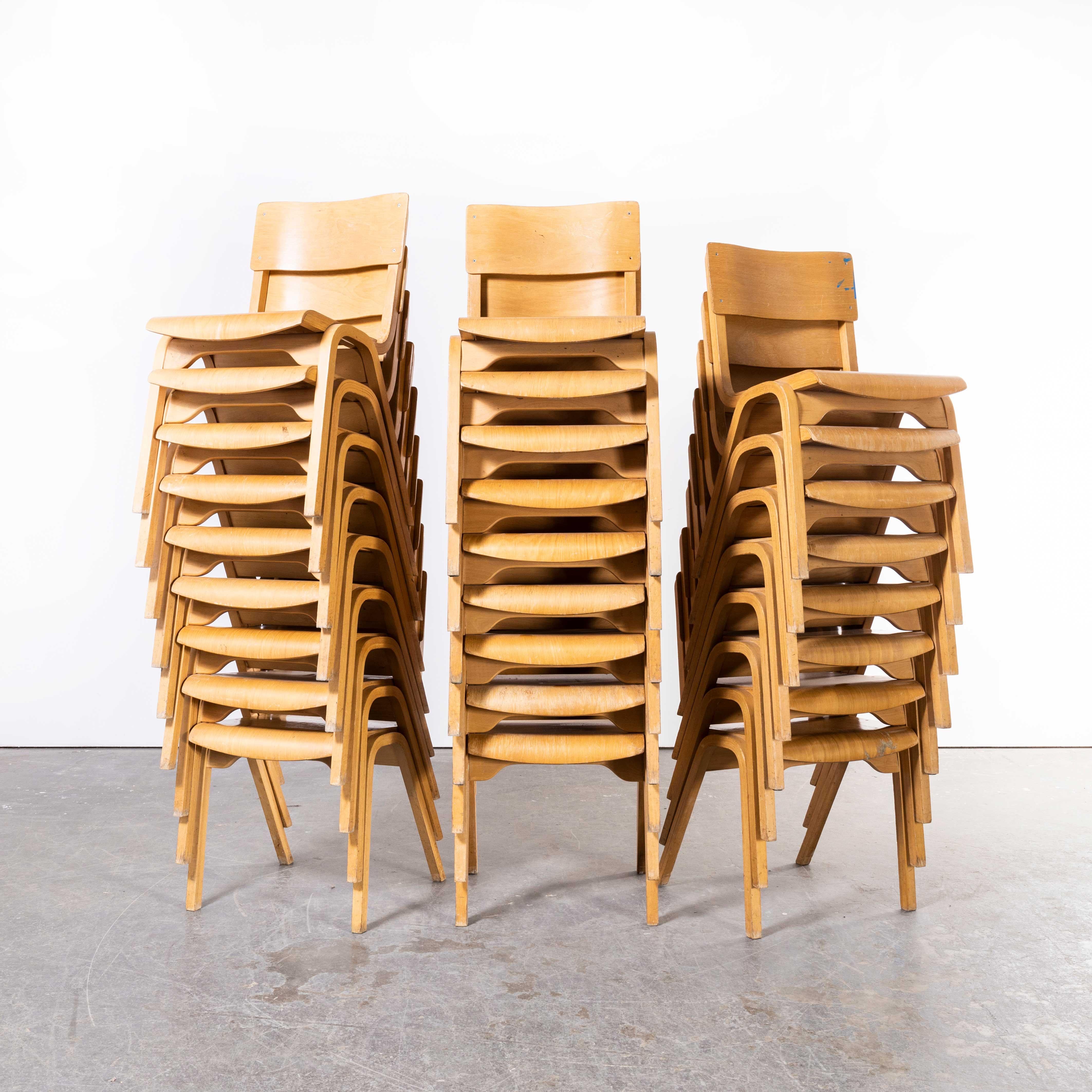 1950s Lamstak Beech Stacking Dining Chairs, Various Quantities Available 4