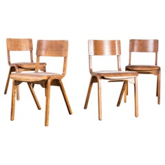 1950s Lamstak Dark Beech Stacking Dining Chairs, Set of Four