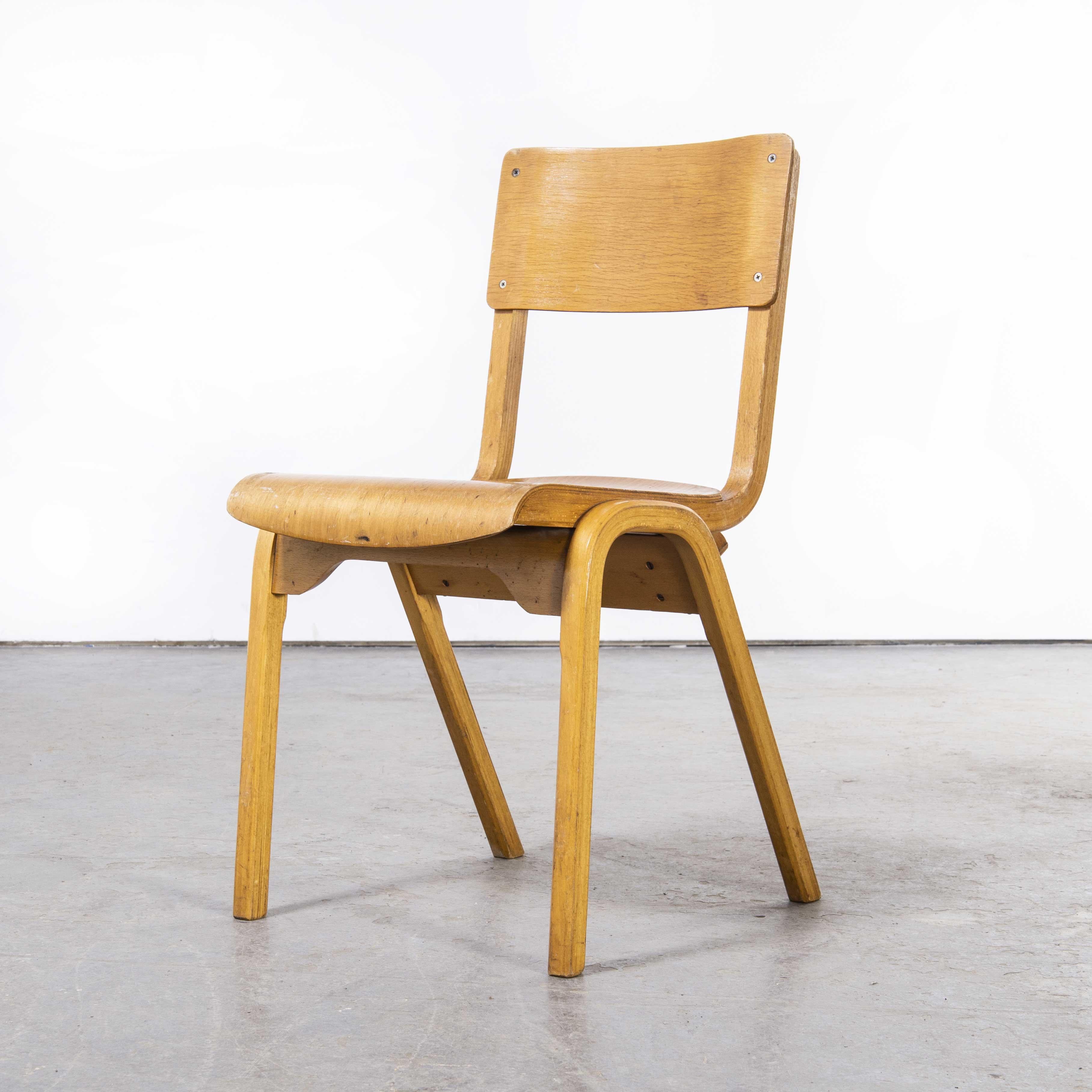 Beech 1950’s Lamstak Dining Chairs by James Leonard for Esa, Set of Eigh