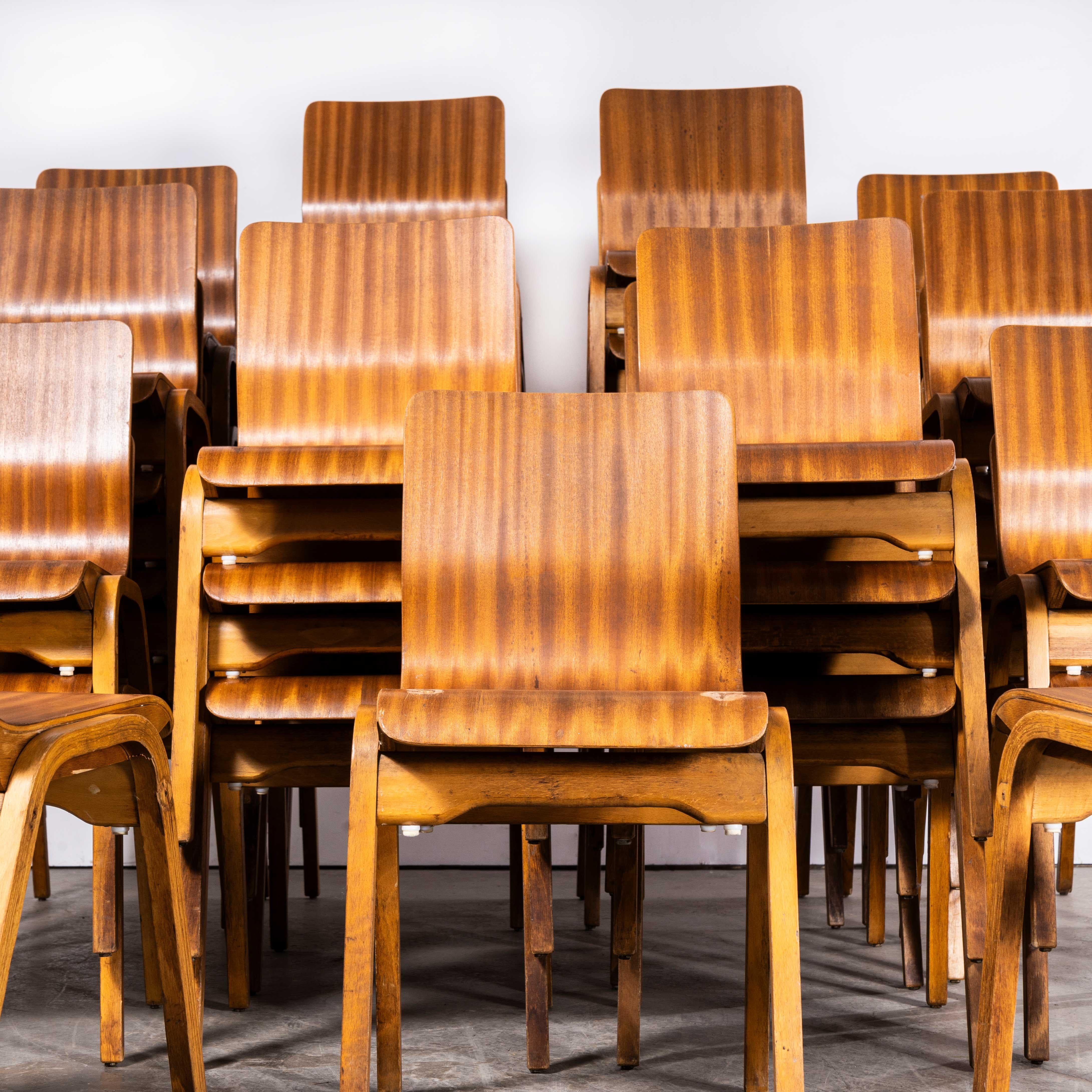 English 1950's Lamstak Sapele  Stacking Dining Chairs  - Large Quantities Available For Sale