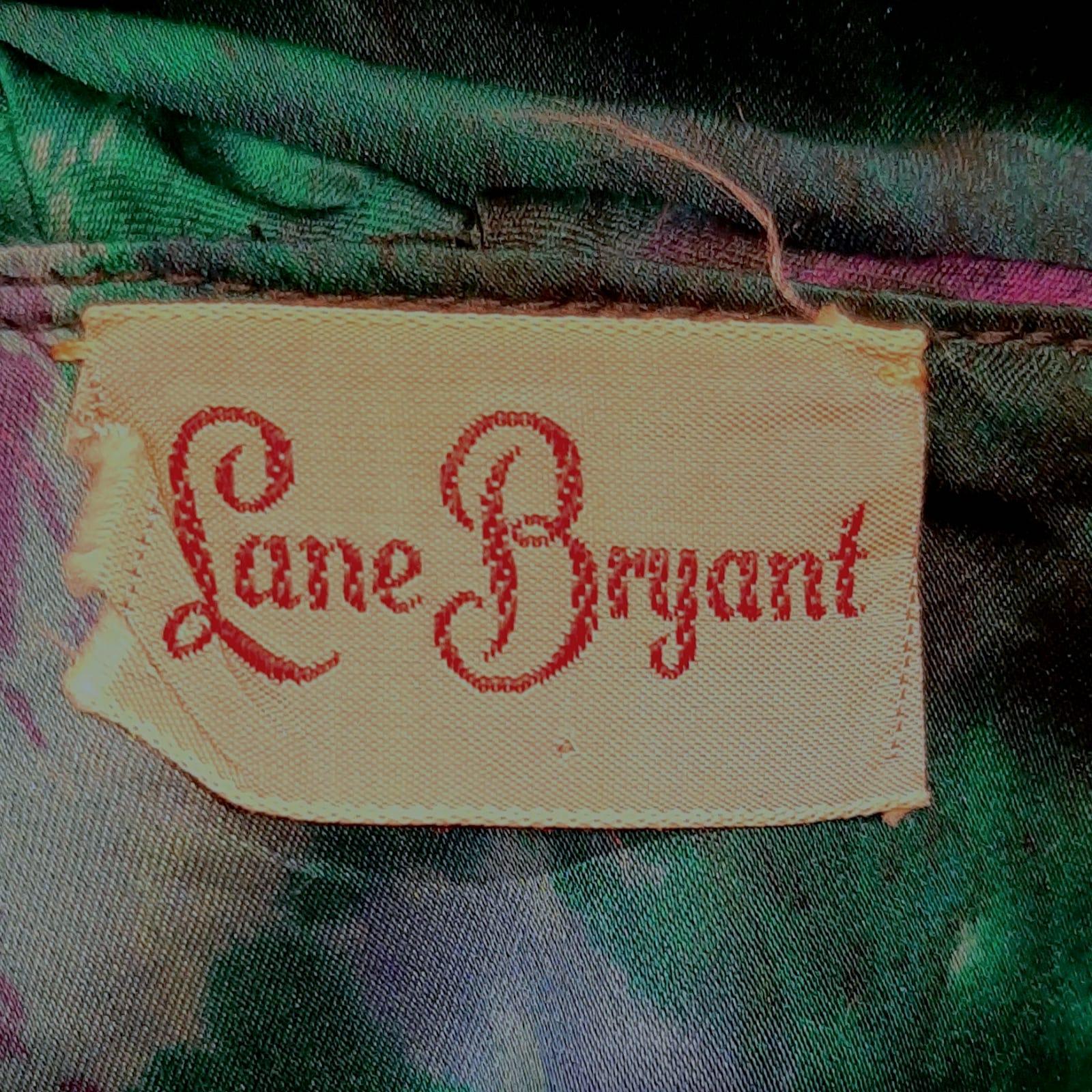 Lane Bryant - Robe en soie à fleurs bleues et vertes des années 1950 Pour femmes en vente