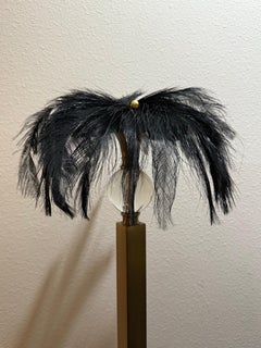 1950s Lane Bryant Noir Black Egret Feather and Black Satin Cocktail Hat