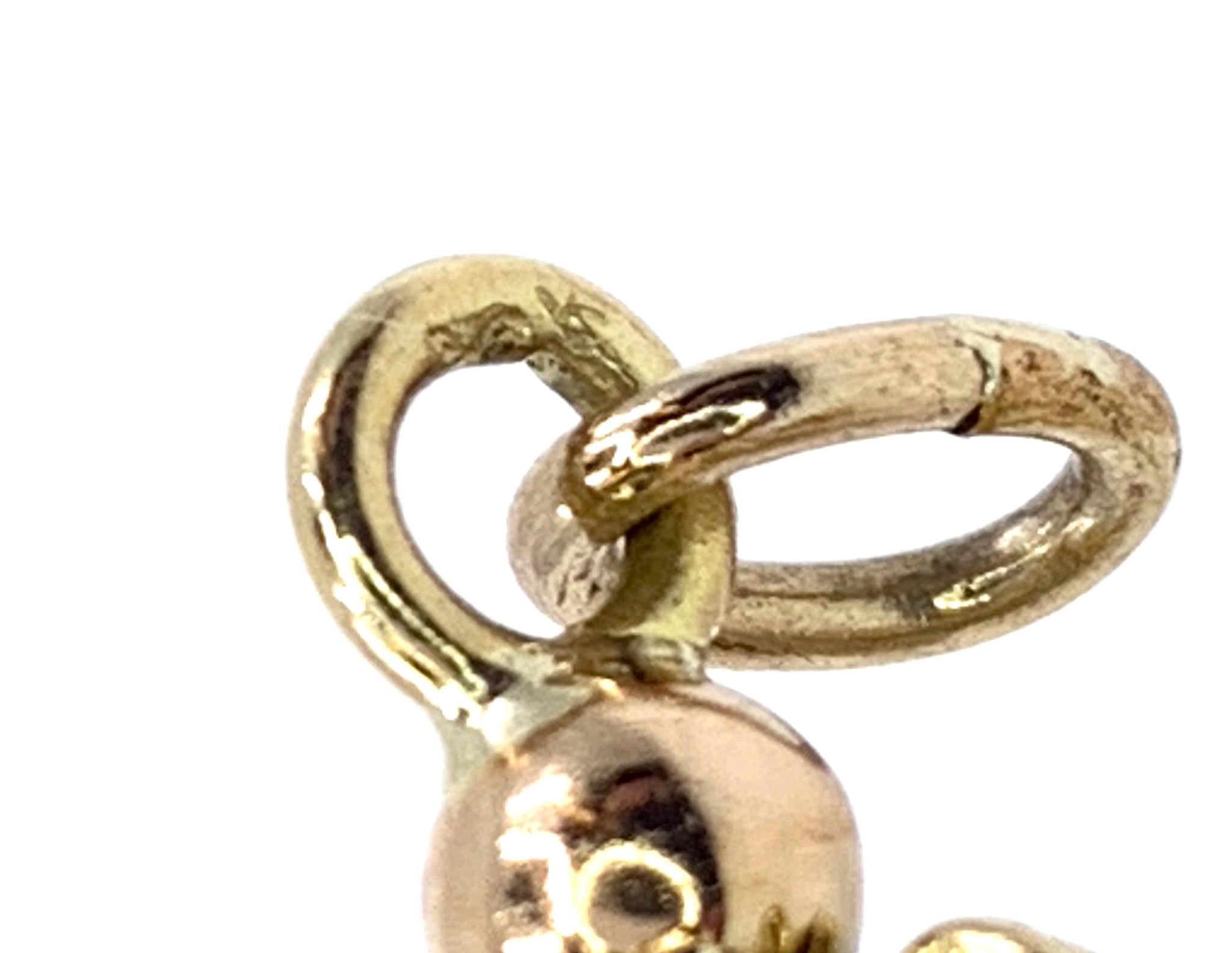 1950s Lantern Fob Pendant in 18 Karat Yellow Gold with Turquoise and Amethysts 6
