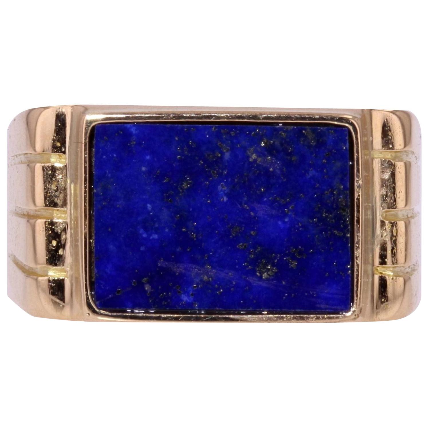 1950s Lapis Lazuli 18 Karat Yellow Gold Signet Ring