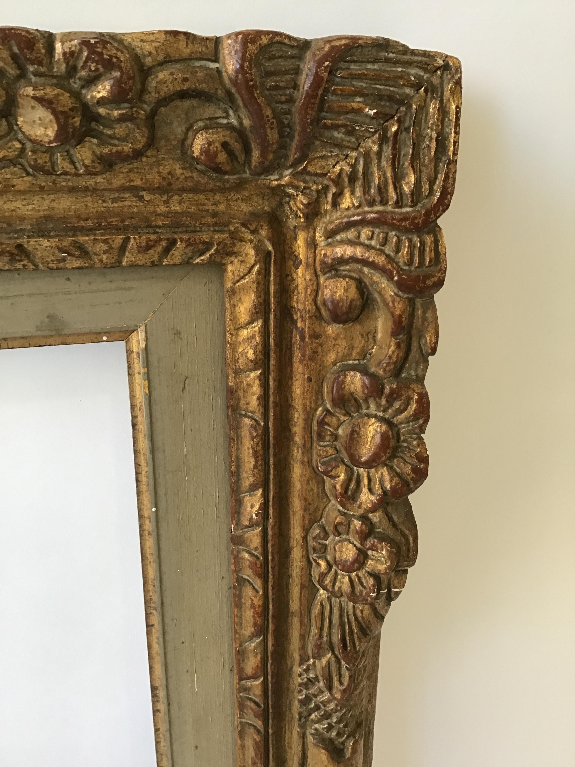 1950s Large 'About 4’ by 3’' Carved Wood Frame In Good Condition In Tarrytown, NY