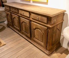 1950s Large Antique Solid Wood Sideboard with Doors and Drawers
