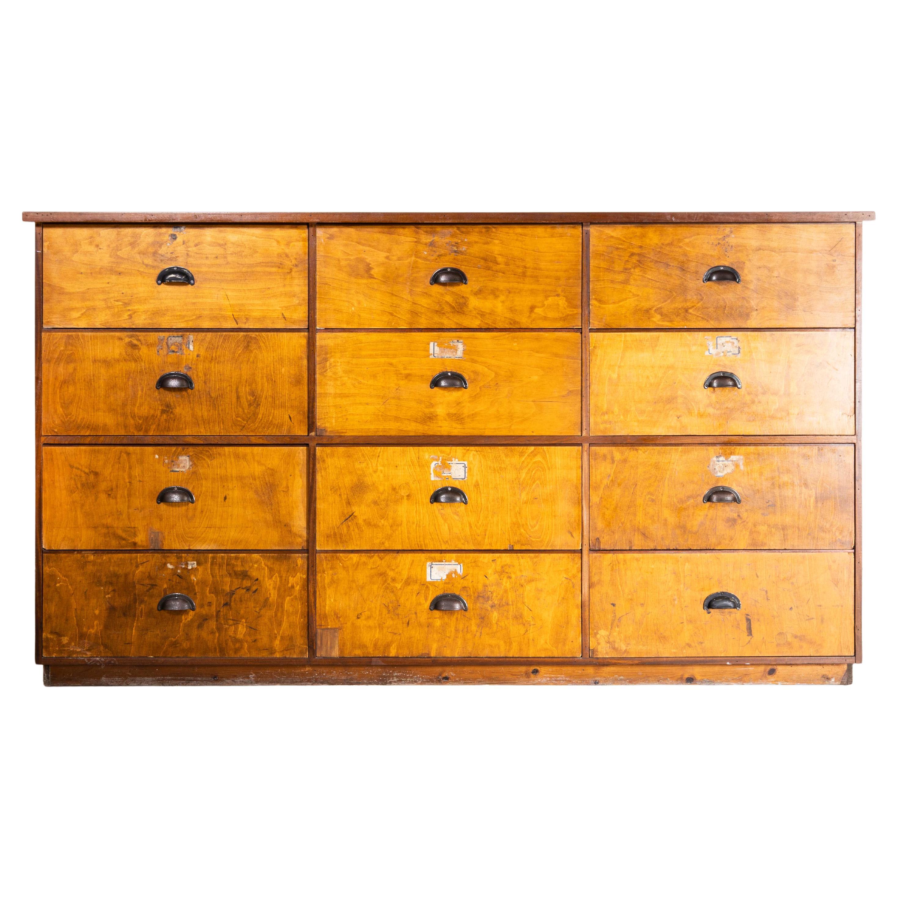 1950's Large Bank Of Church Vestry Drawers - Twelve Drawers For Sale at  1stDibs
