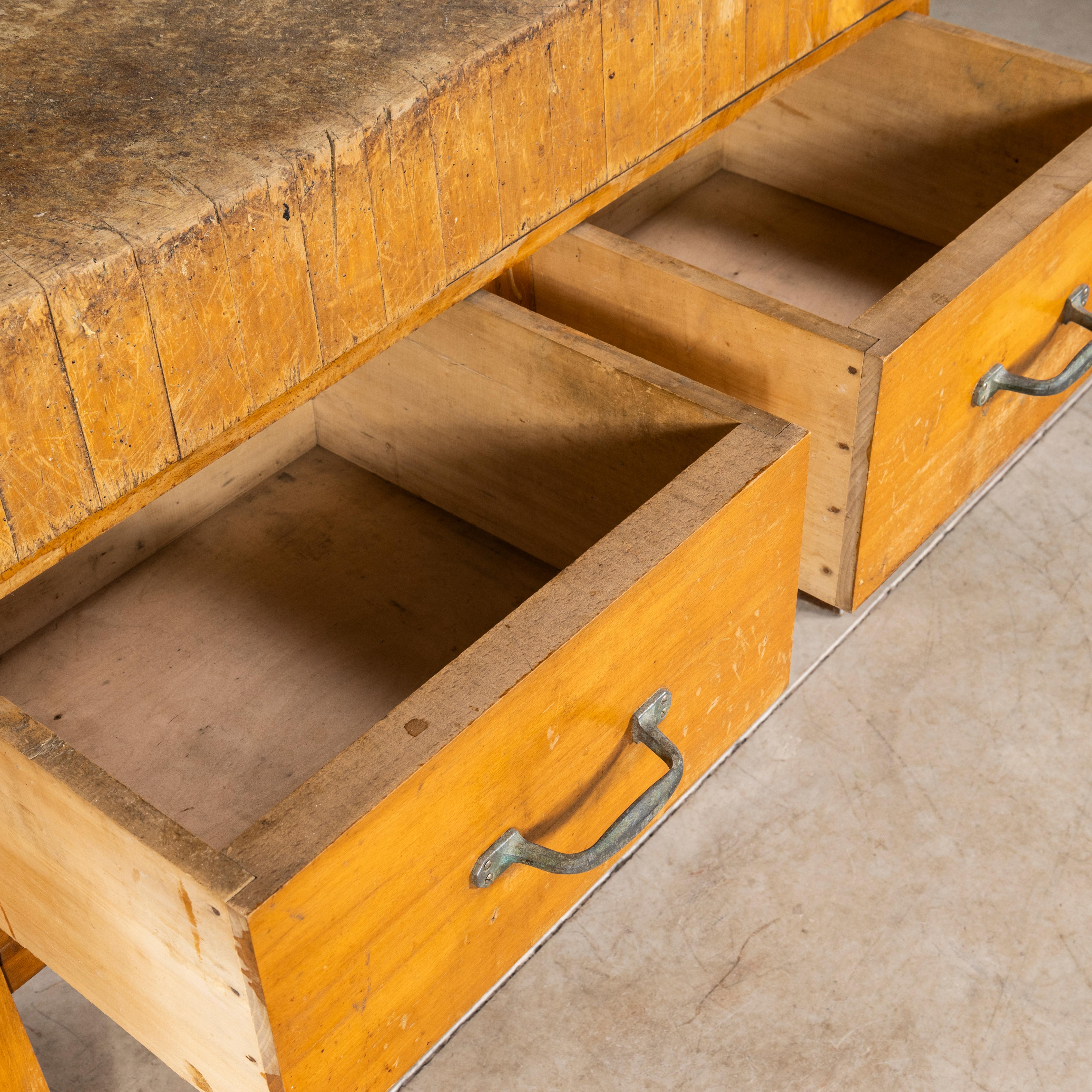 Beech 1950's Large Belgian Butchers Workstation - Butchers Block For Sale