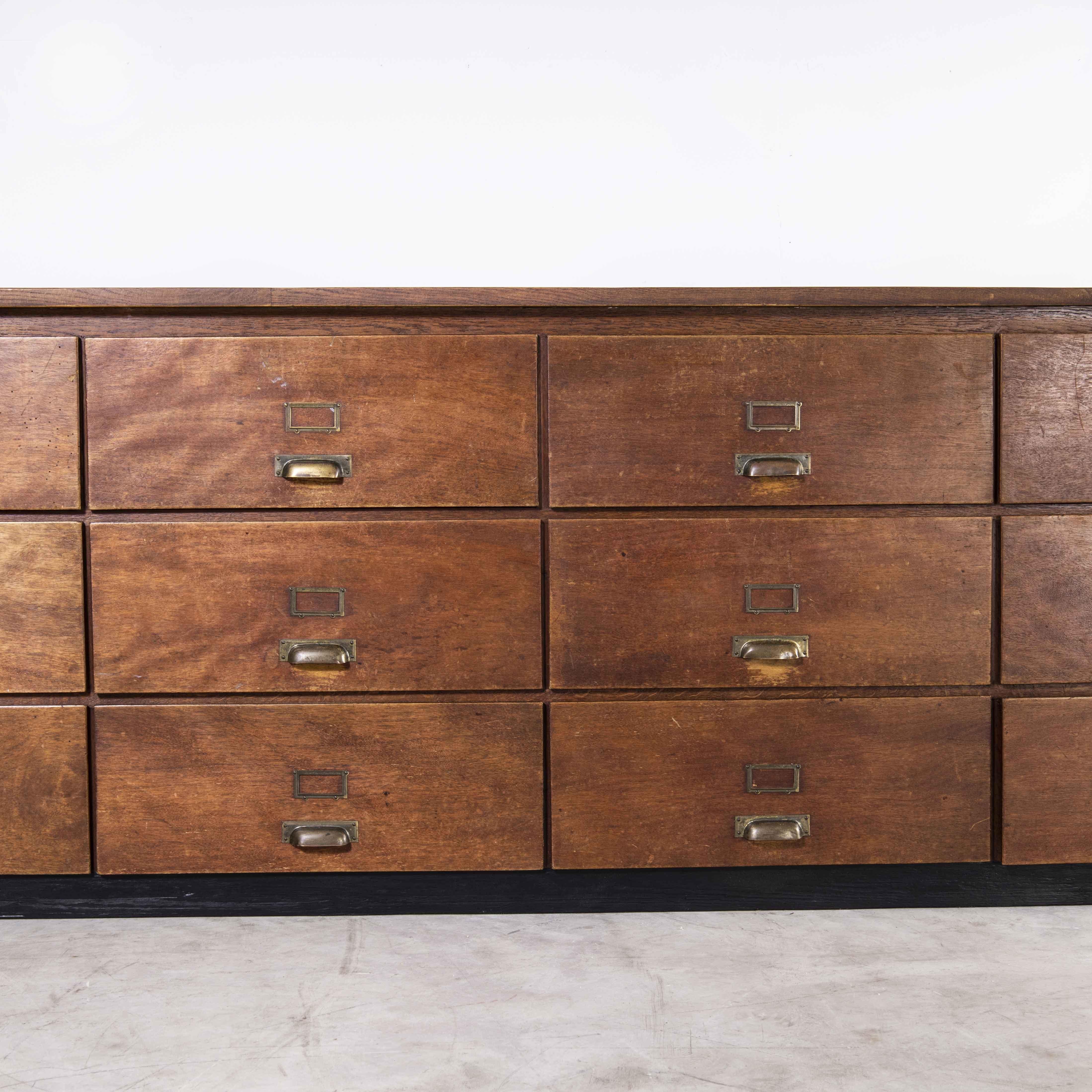 Mid-20th Century 1950's Large Belgian Tailors Shop Counter, Eighteen Drawers