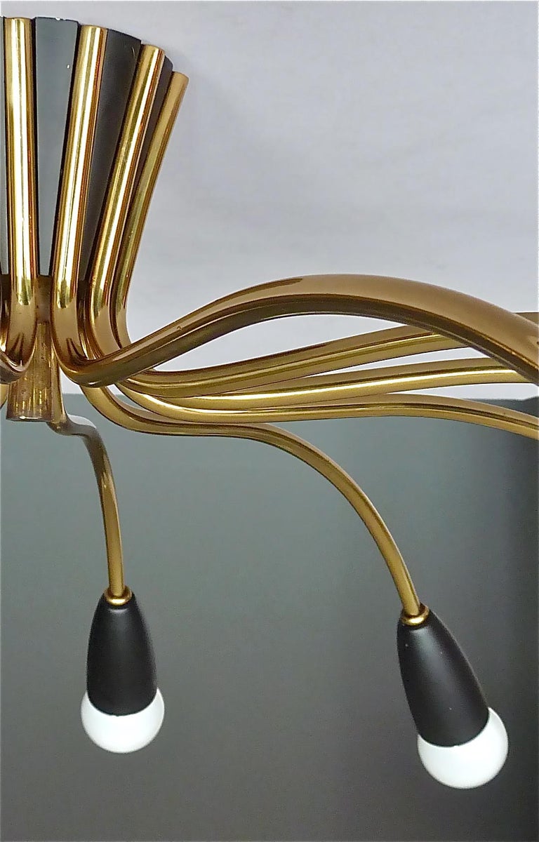 1950s Large Black Brass Sputnik Flush Mount Ceiling Lamp ...