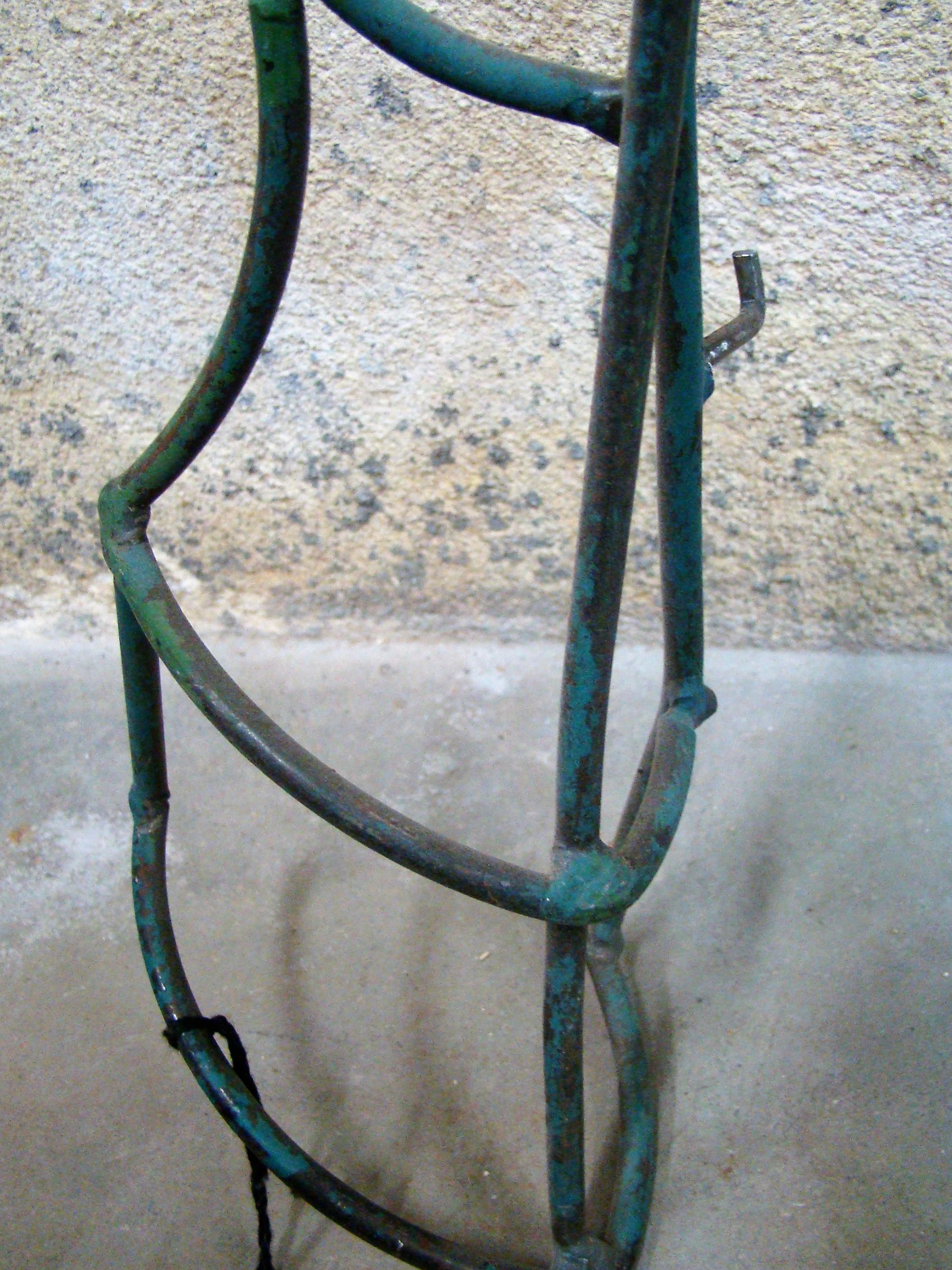 1950s Large Blue Patinated Metal Wire Wall Sculpture Pair of Horses 5