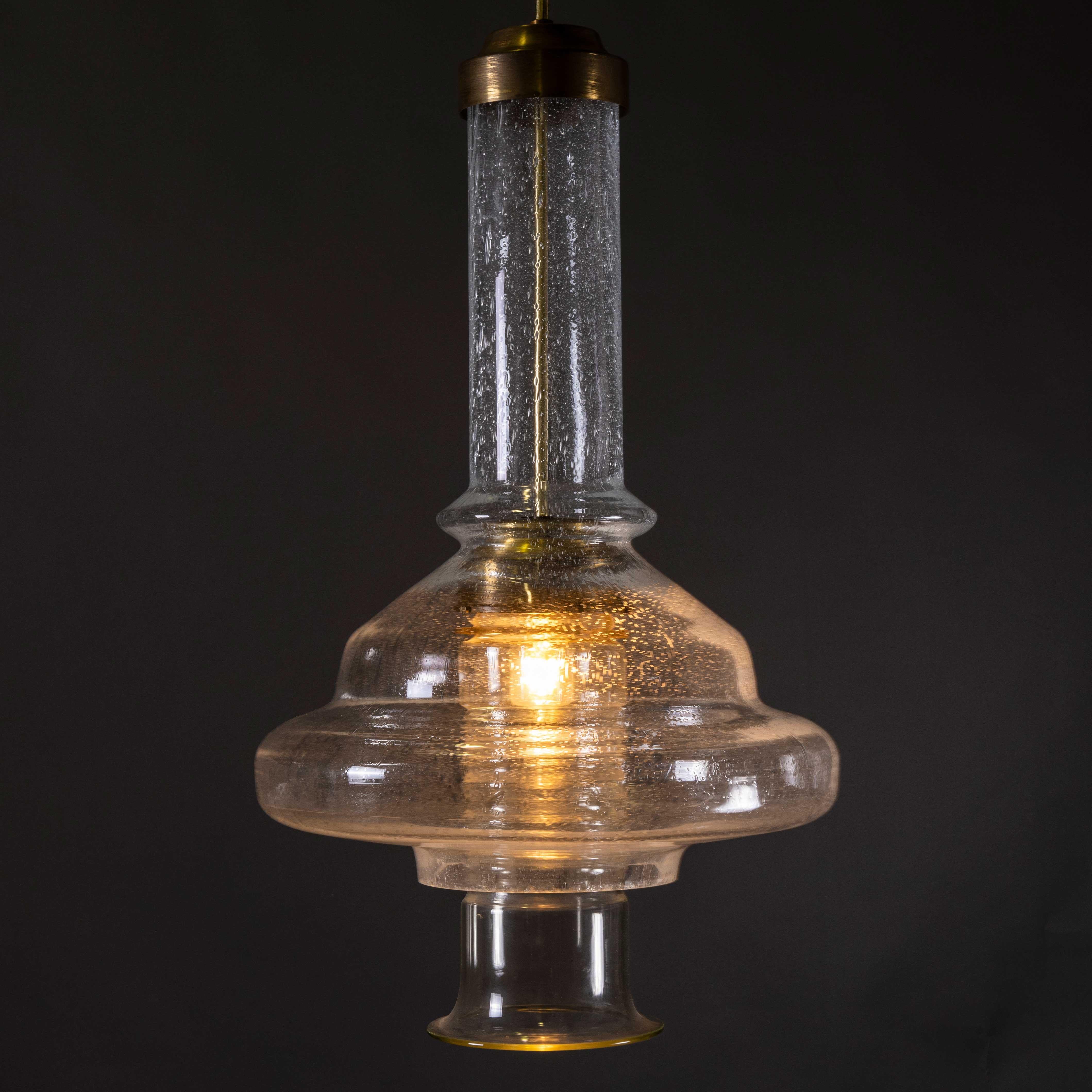 1950's  Large Bullicante Glass Pendant Lamp For Sale 6
