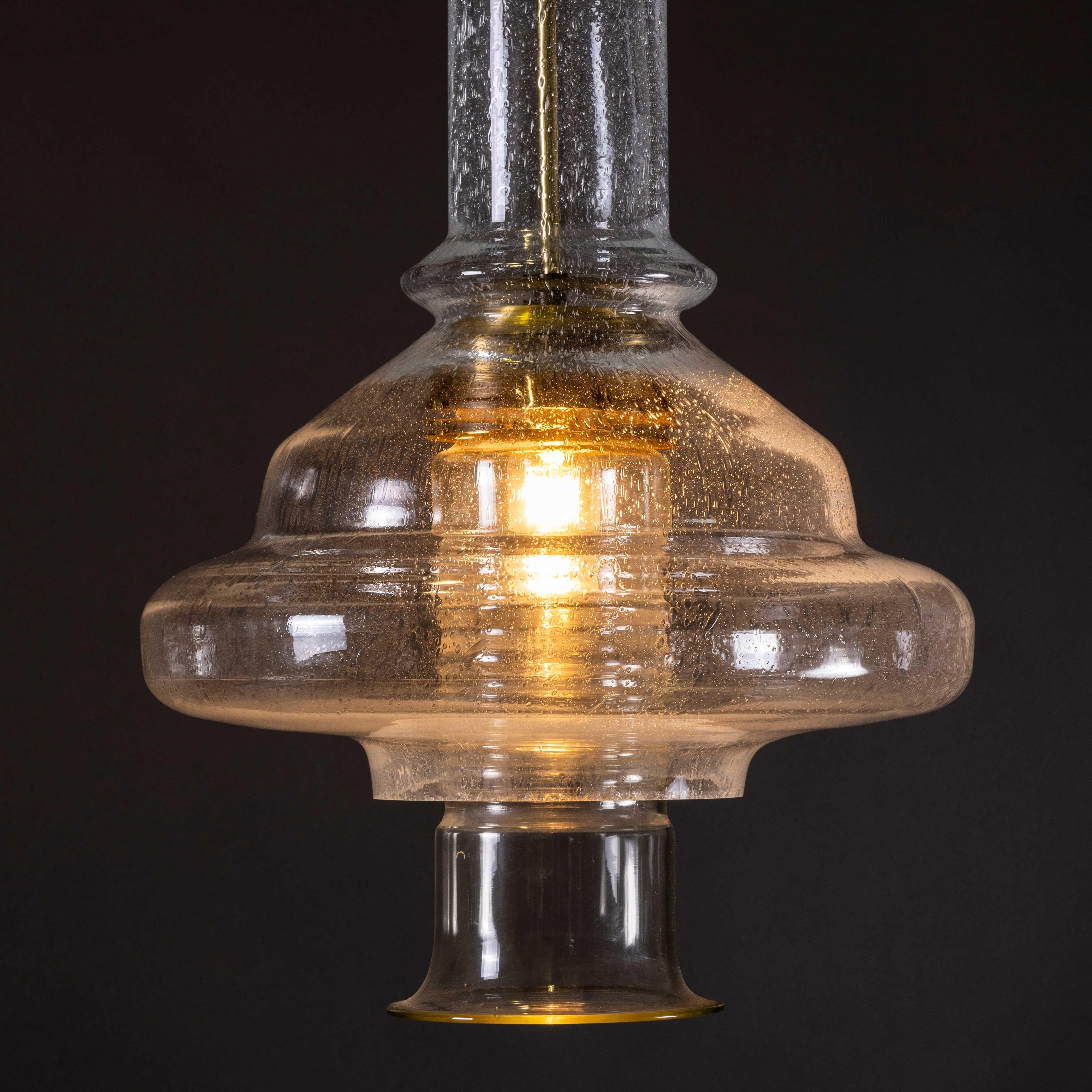 1950's  Large Bullicante Glass Pendant Lamp For Sale 8