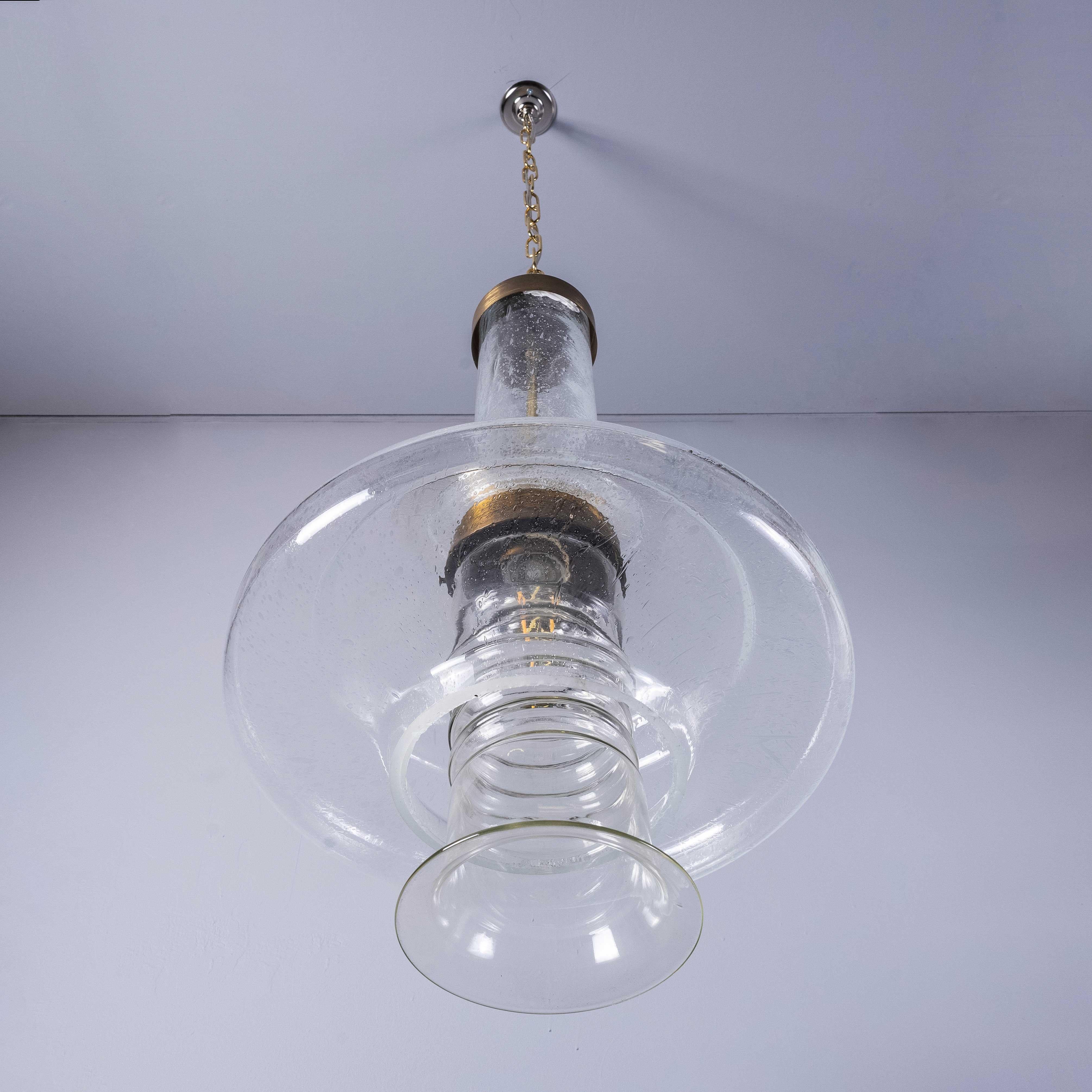 1950's  Large Bullicante Glass Pendant Lamp For Sale 1