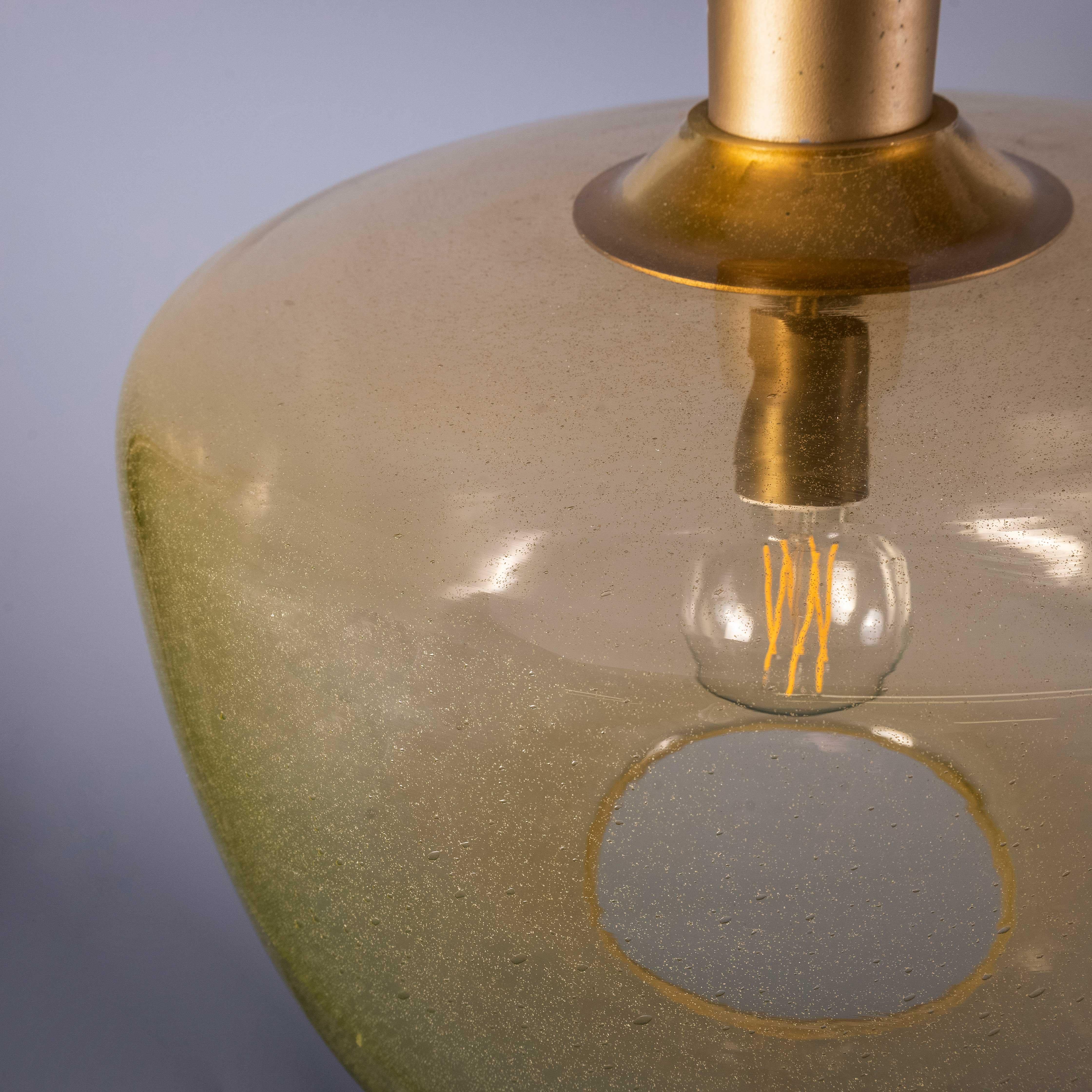 1950's  Large Bullicante Smoked Glass Barrel Lamp In Good Condition For Sale In Hook, Hampshire