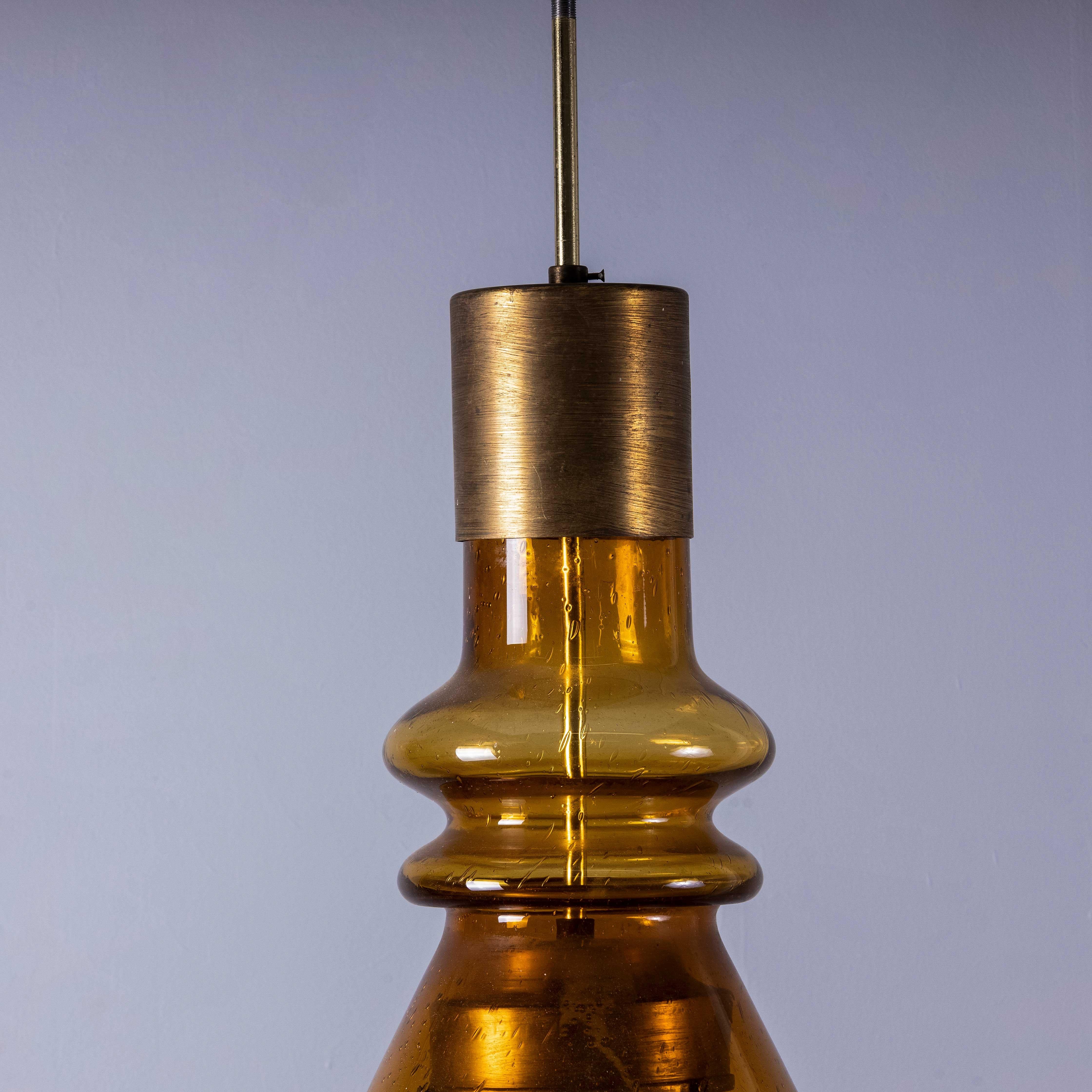 1950's  Large Bullicante Smoked Glass Pendant Lamp For Sale 1