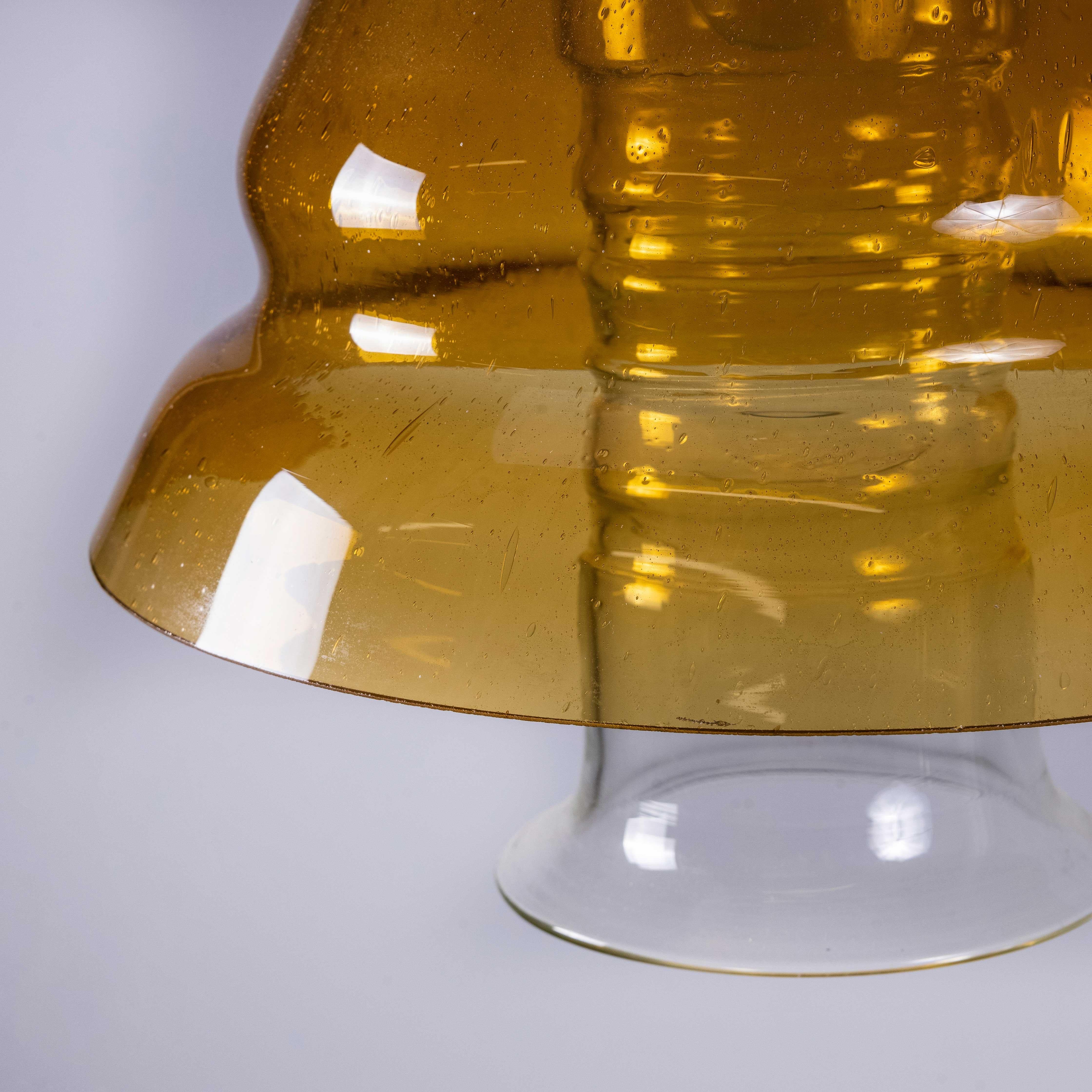 1950's  Large Bullicante Smoked Glass Pendant Lamp For Sale 3