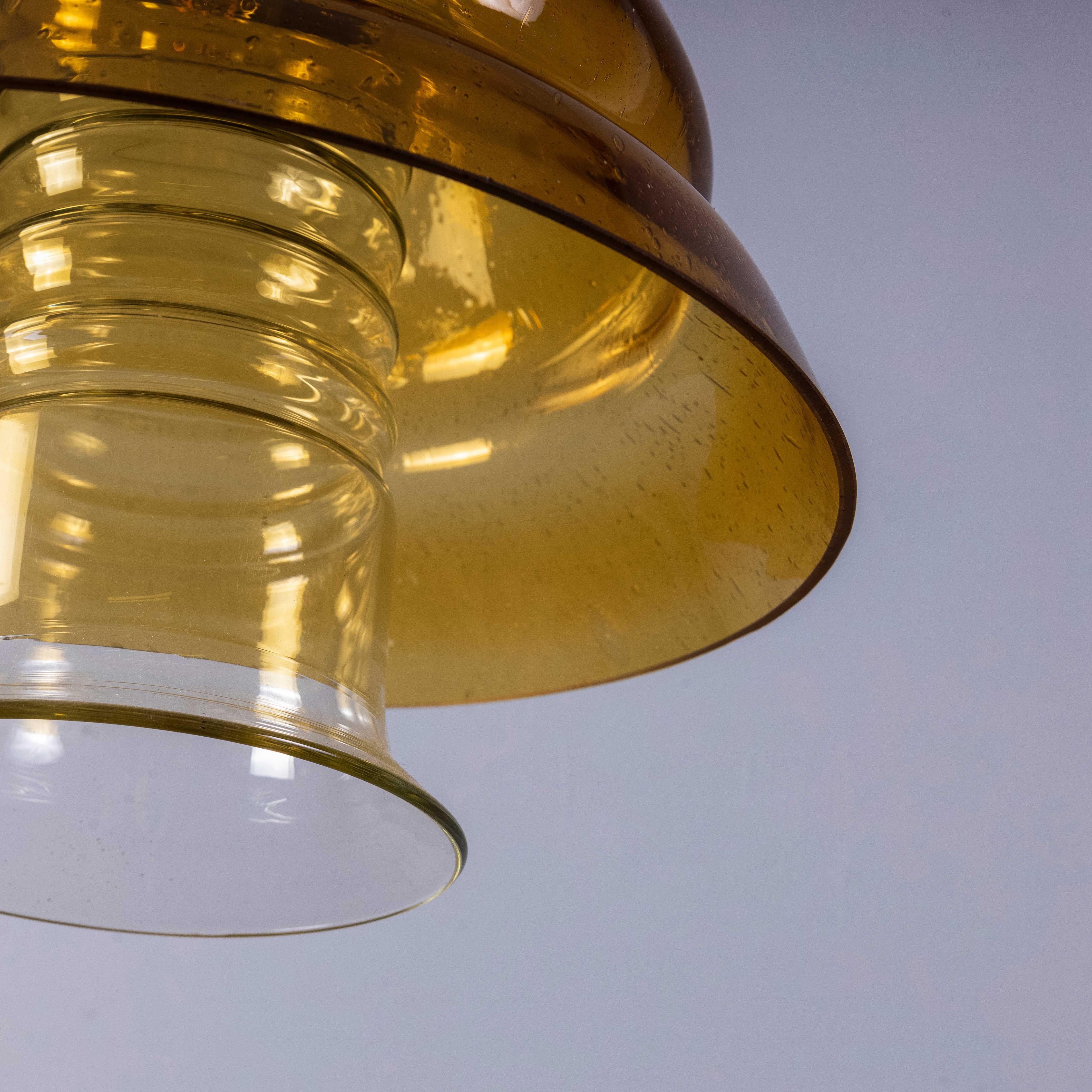 1950's  Large Bullicante Smoked Glass Pendant Lamp For Sale 4
