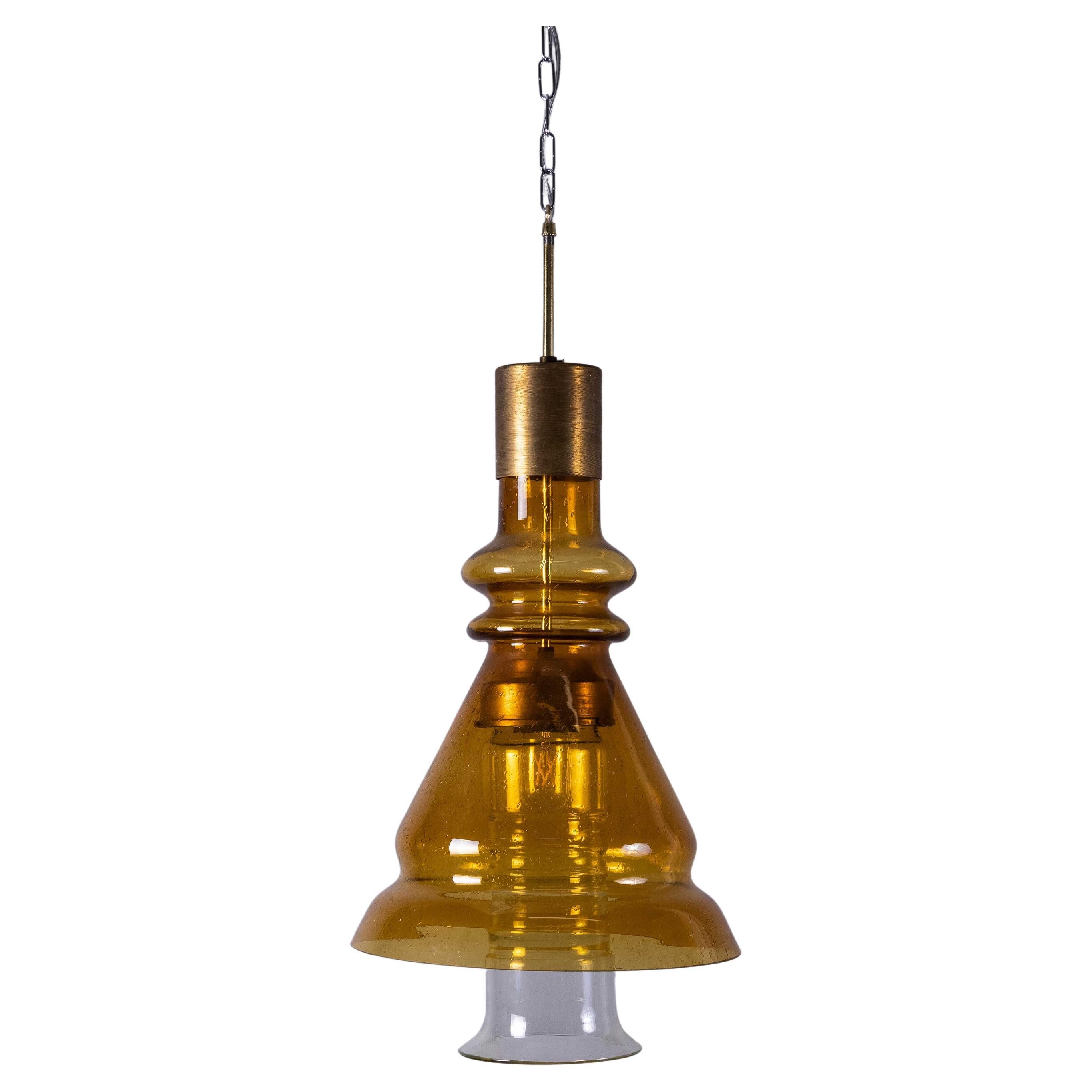 1950's  Large Bullicante Smoked Glass Pendant Lamp