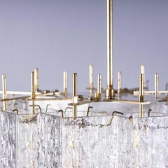 1950's Large Cast Glass Square Pendant Chandelier