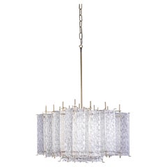 Used 1950's Large Cast Glass Square Pendant Chandelier