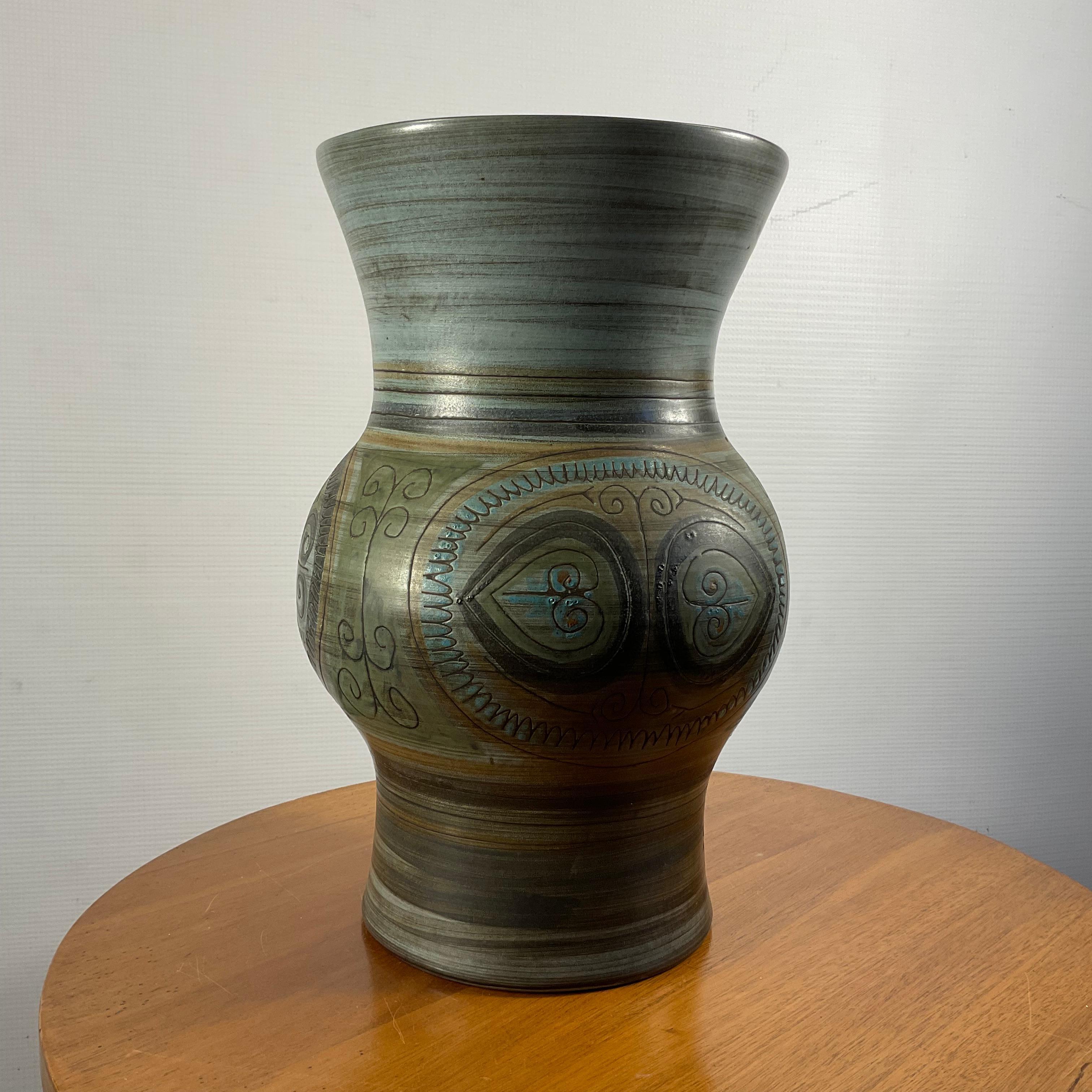 Vaso grande in ceramica del 1950 di Jean De Lespinasse In condizioni buone in vendita a London, GB