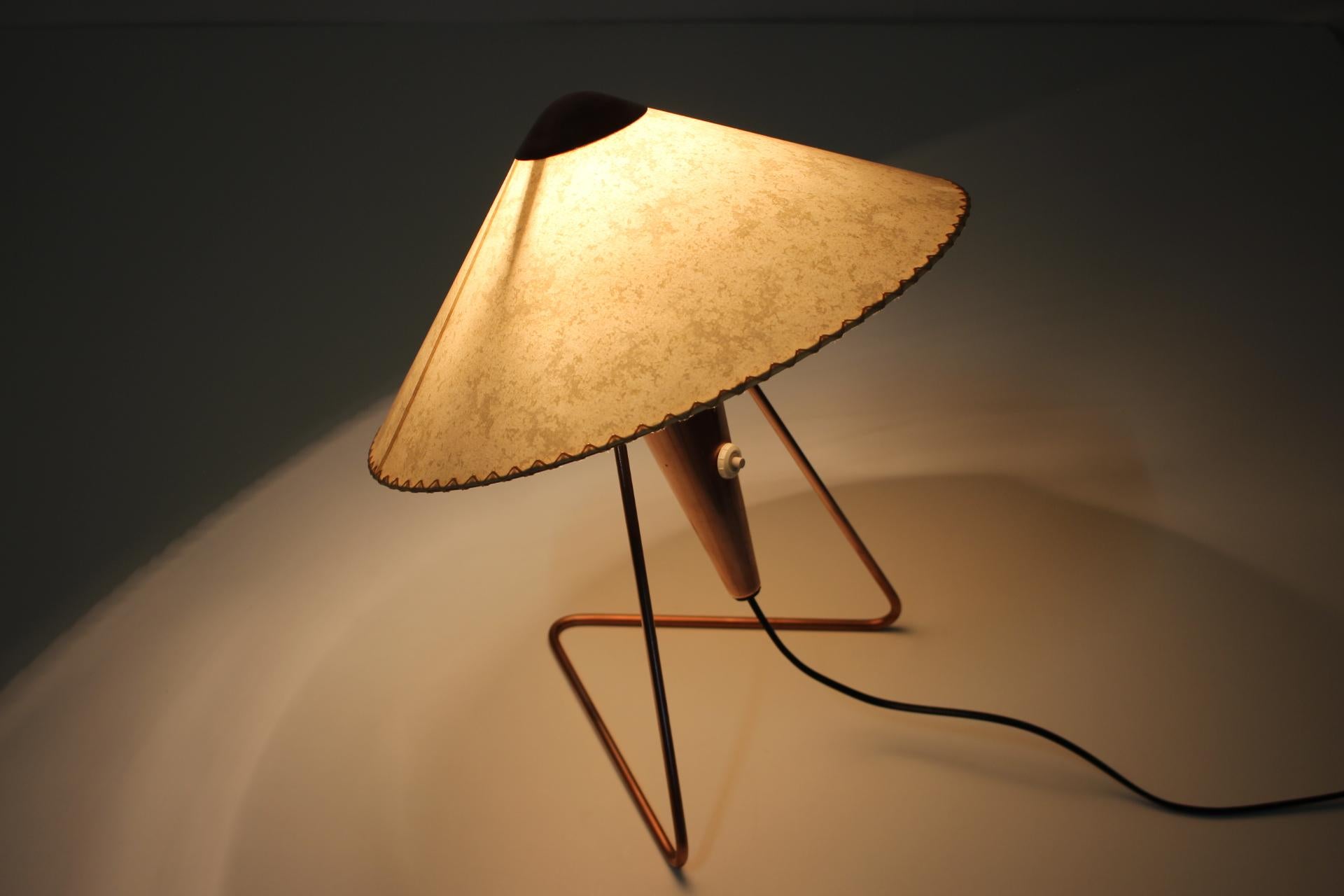 Mid-20th Century 1950s Large Copper Table Light by Helena Frantova for Okolo, Czechoslovakia