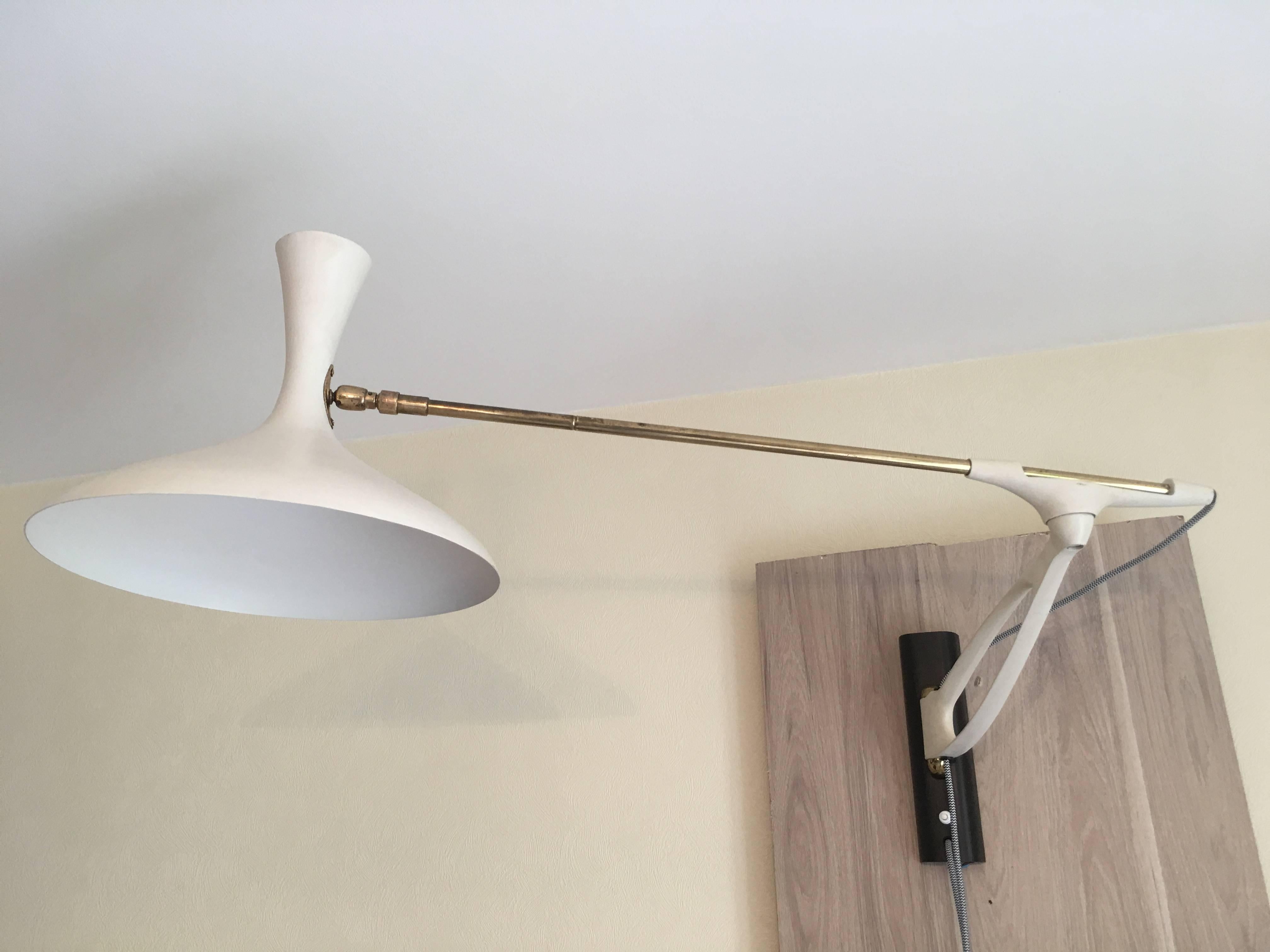Painted 1950s Large Counterbalance Adjustable Arm Wall Lamp, Cosack Leuchten Germany