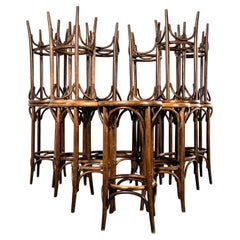 1950's Large French Flat Seat Bentwood Bar Stool 1950's Large French Flat Seat Bentwood Bar Stool