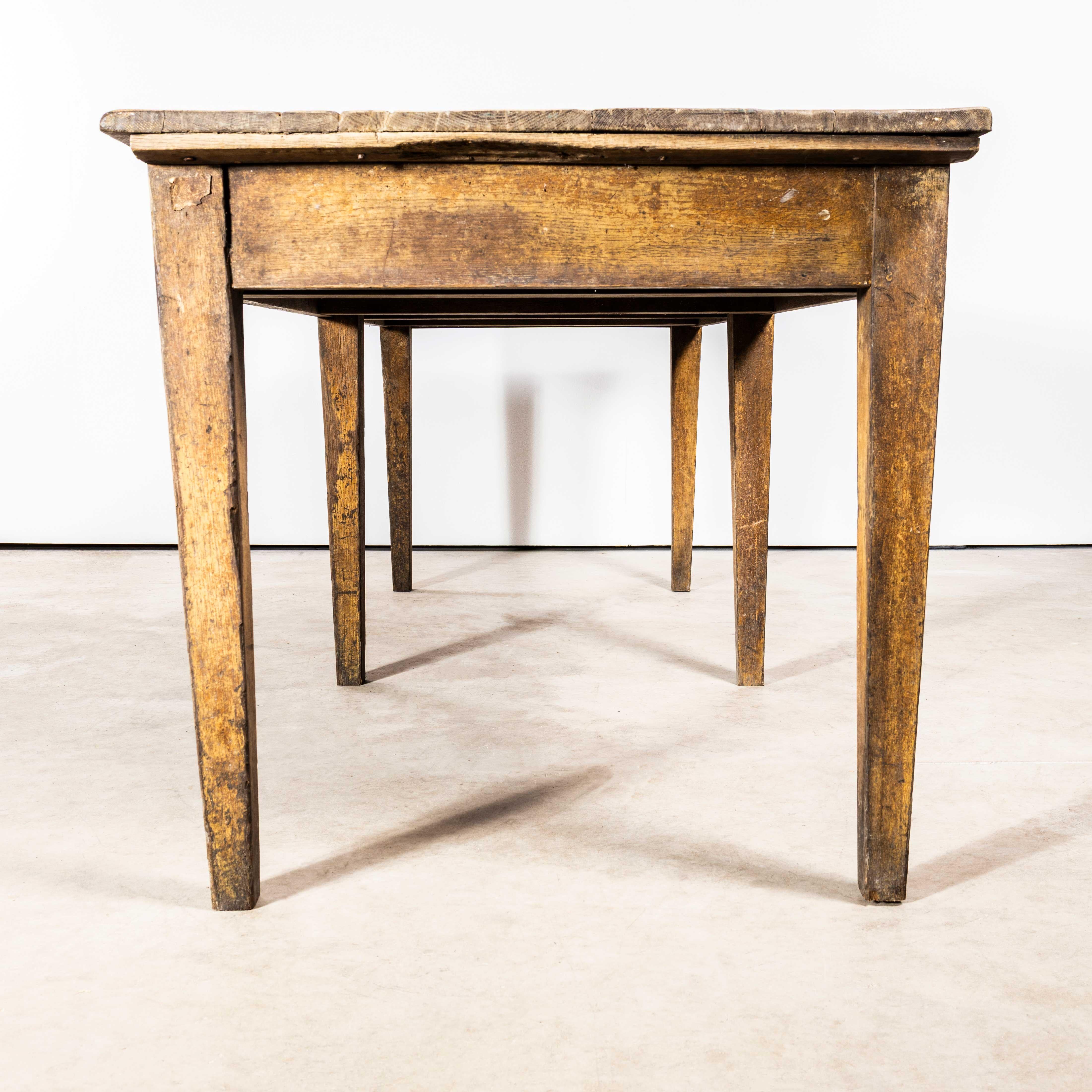 1950's Large French Kitchen Preparation Dining Table With Drawers For Sale 1
