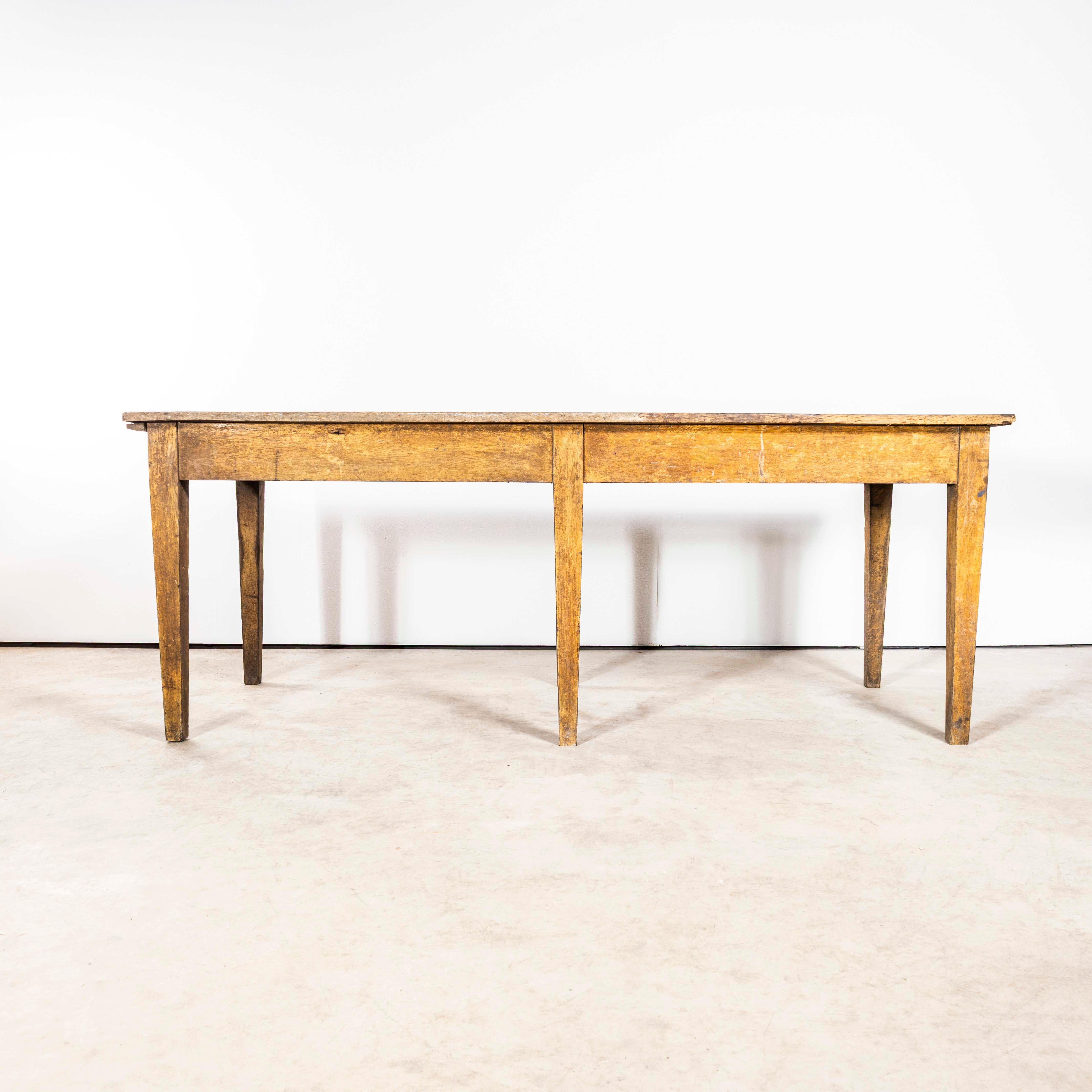 1950's Large French Kitchen Preparation Dining Table With Drawers For Sale 2