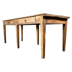 1950's Large French Kitchen Preparation Dining Table With Drawers