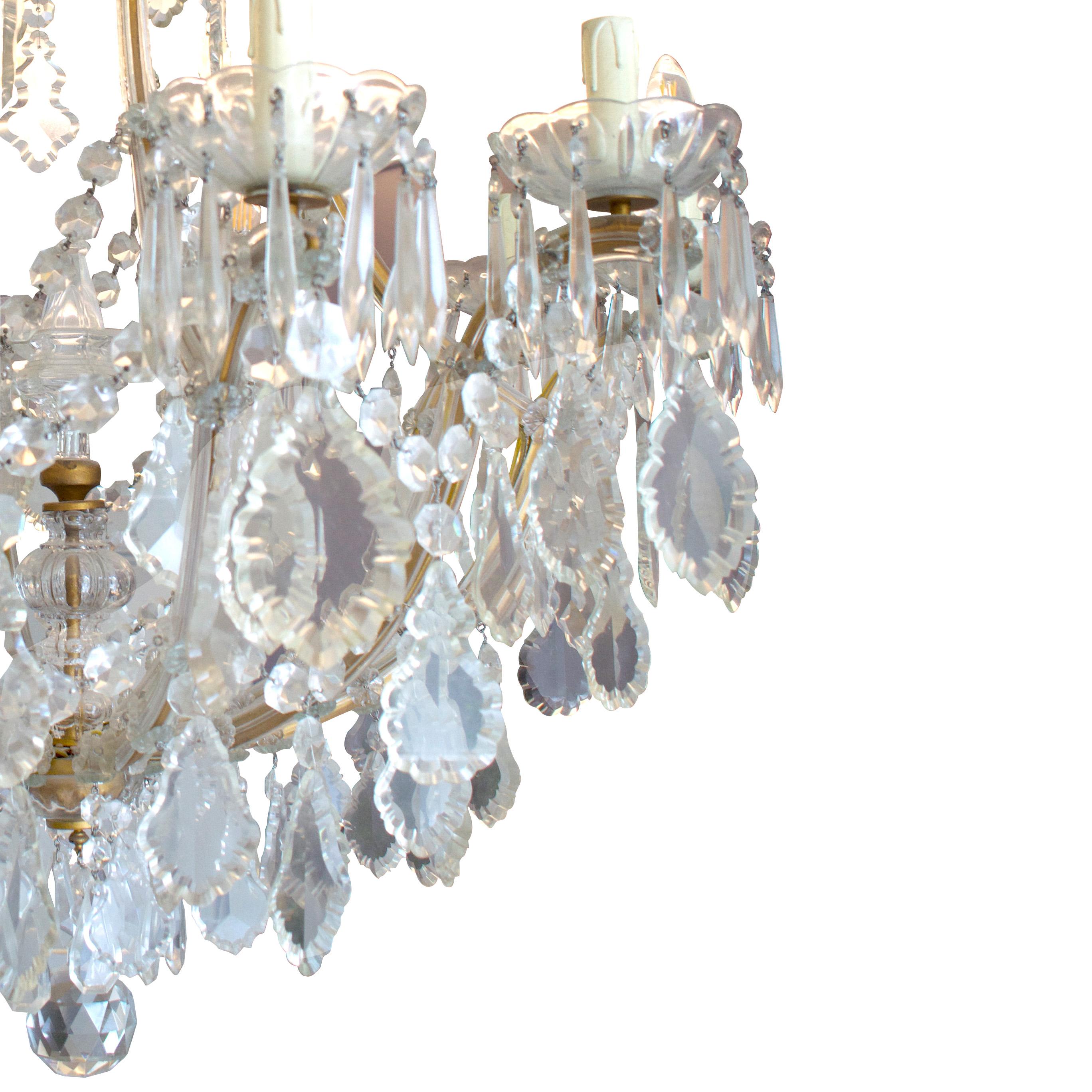 1950s Large French Marie-Thérèse 10 Branch Cascading Crystal Chandelier In Good Condition In London, GB