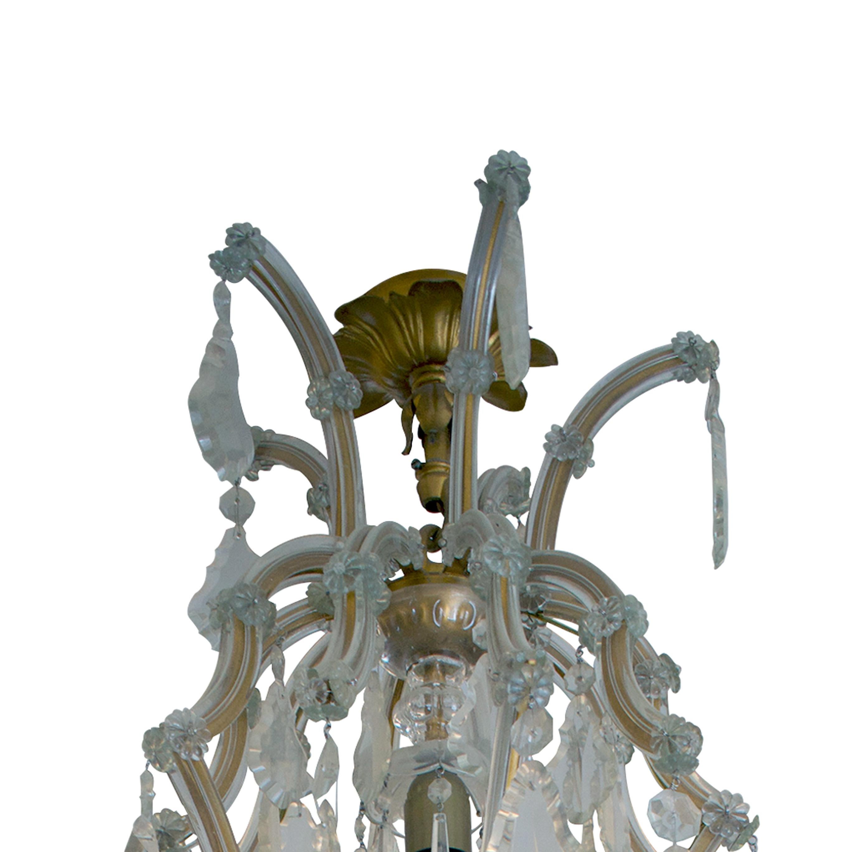 Mid-20th Century 1950s Large French Marie-Thérèse 10 Branch Cascading Crystal Chandelier
