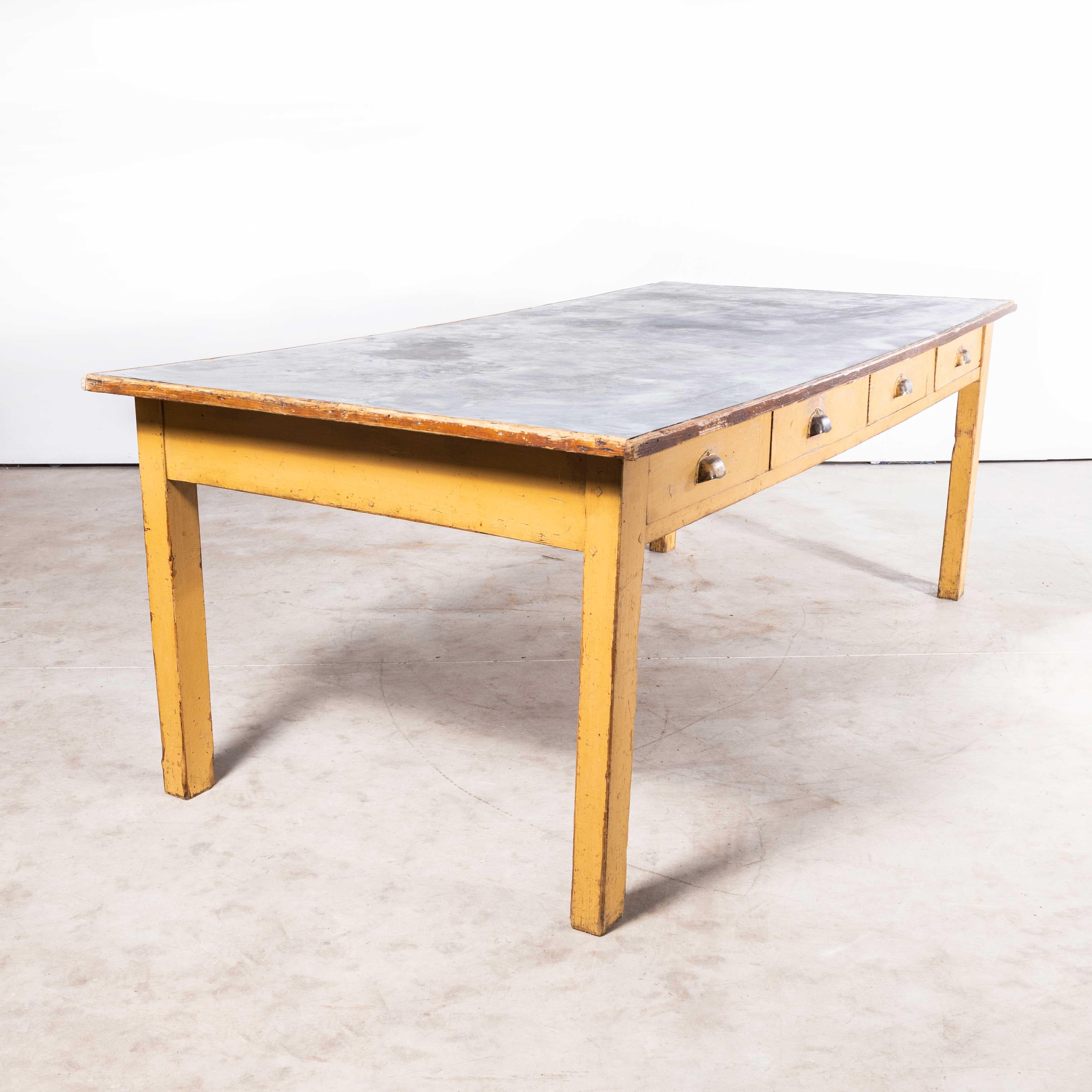 Mid-20th Century 1950's Large French Rectangular Zinc Top Dining Table For Sale