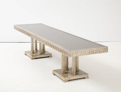 1950's Large Gilt and Silver Leafed Greek key Coffee table by James Mont.