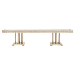1950's Large Gilt and Silver Leafed Greek key Coffee table by James Mont.