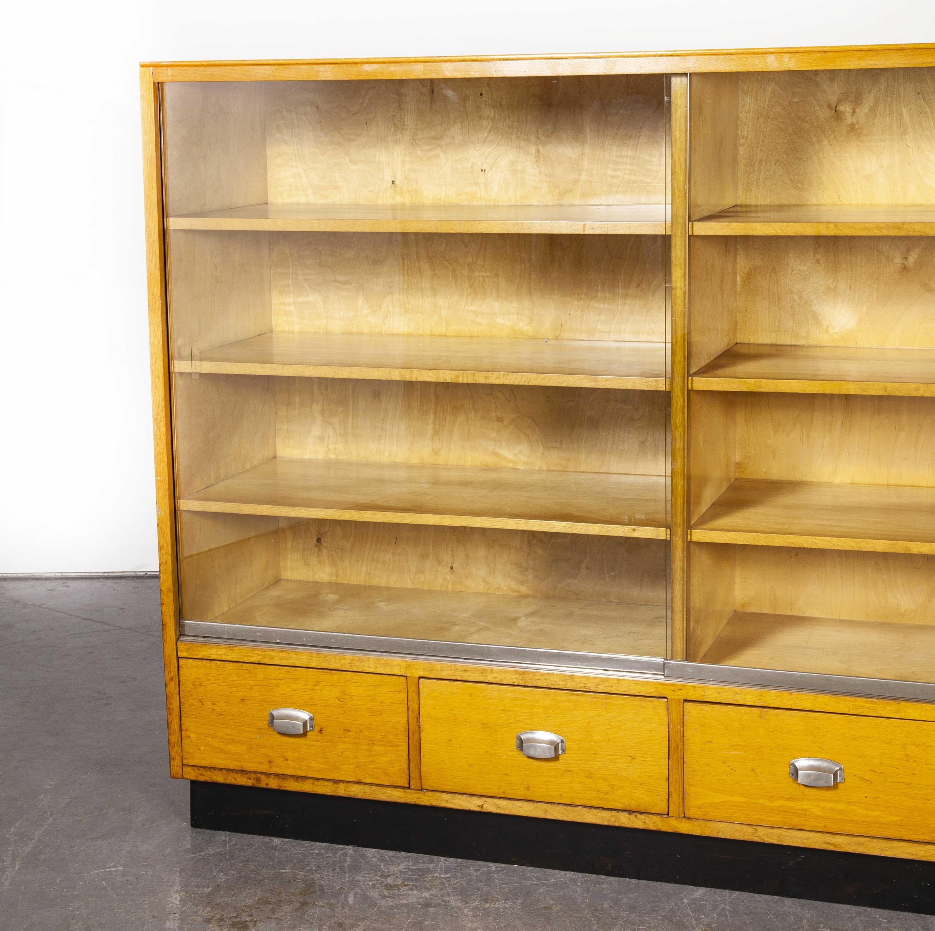 Beech 1950s Large Glass Fronted Midcentury Apothecary Cabinet, Storage Unit