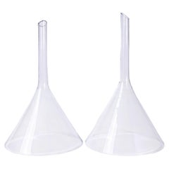 1950's Large Glass Laboratory Funnels - Pair