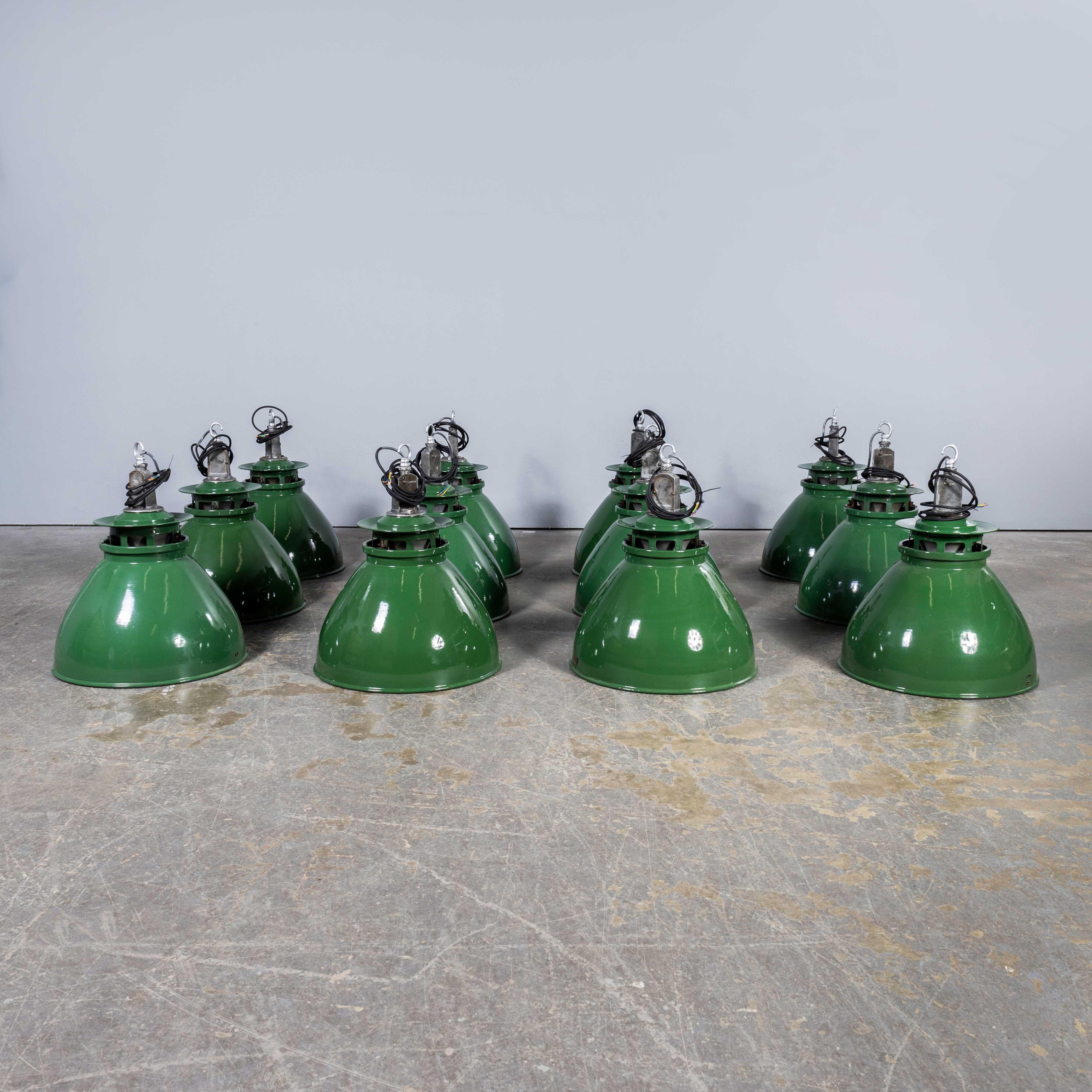1950's Large Green Industrial Pendant Lamps - AEI Lighting For Sale 5