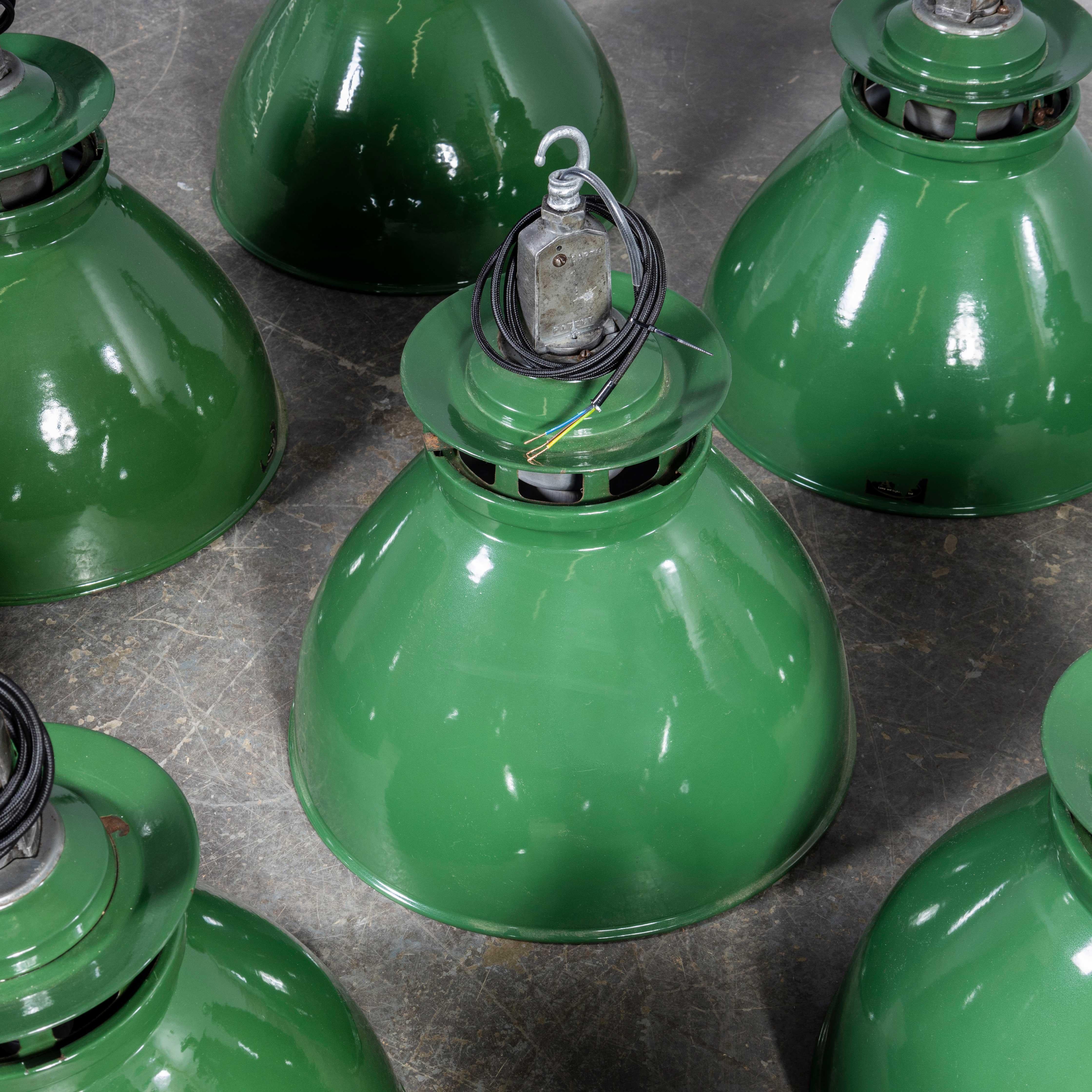 1950's Large Green Industrial Pendant Lamps - AEI Lighting For Sale 6