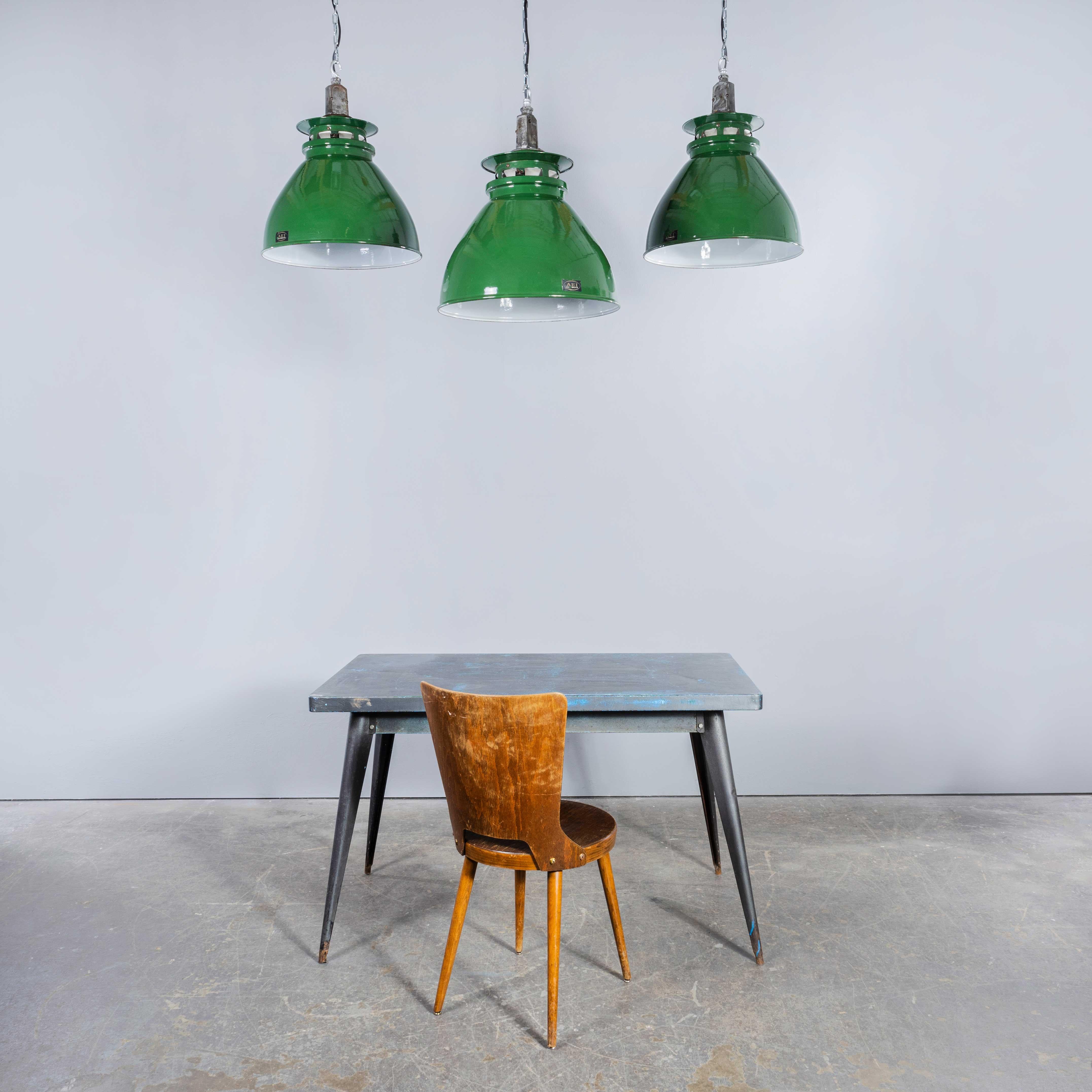 1950's Large Green Industrial Pendant Lamps - AEI Lighting For Sale 7