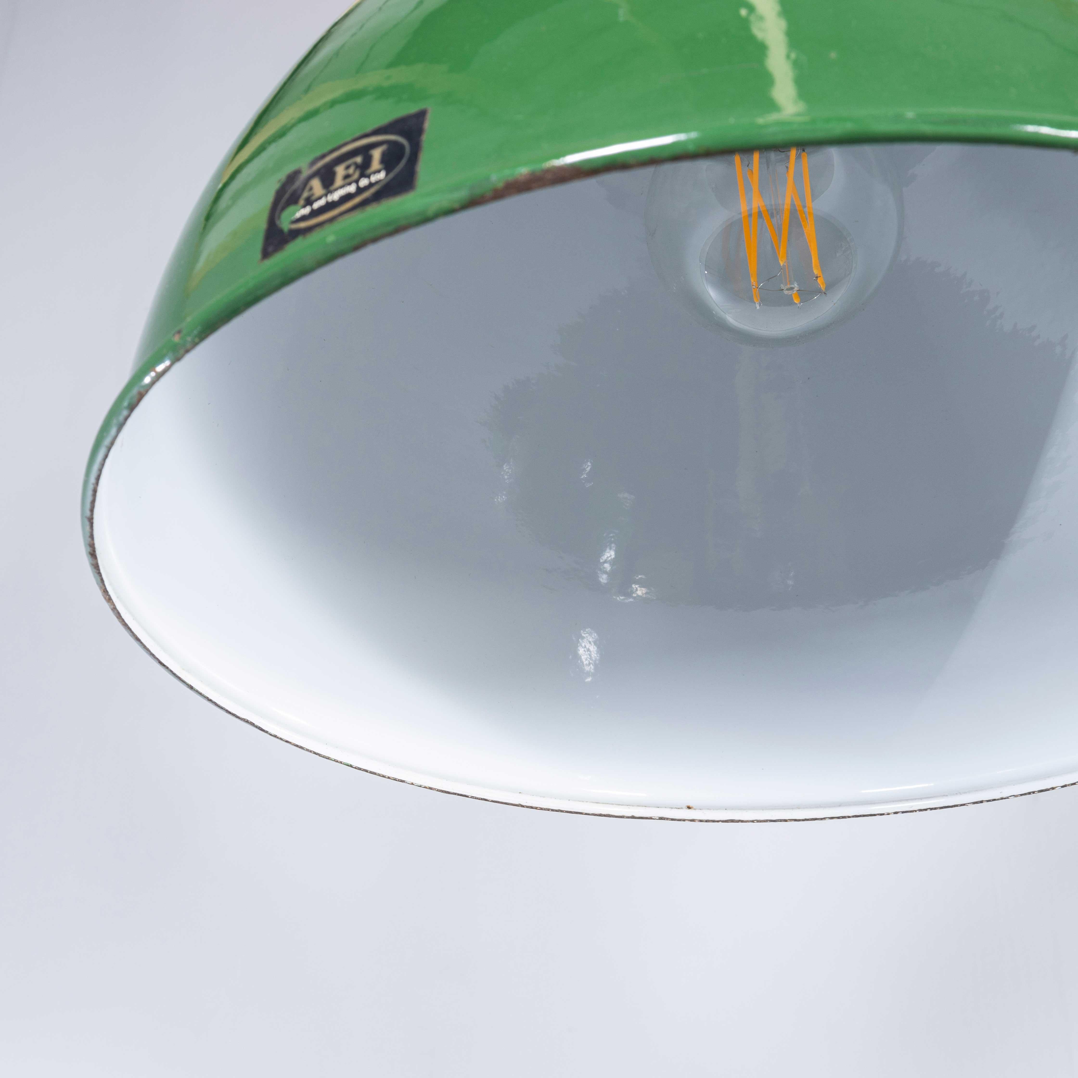 1950's Large Green Industrial Pendant Lamps - AEI Lighting
1950's Large Green Industrial Pendant Lamps - AEI Lighting. AEI Lamp & Lighting started marketing lamps in the late 1950's in Hereford. Each lamp has been cleaned and restored and all