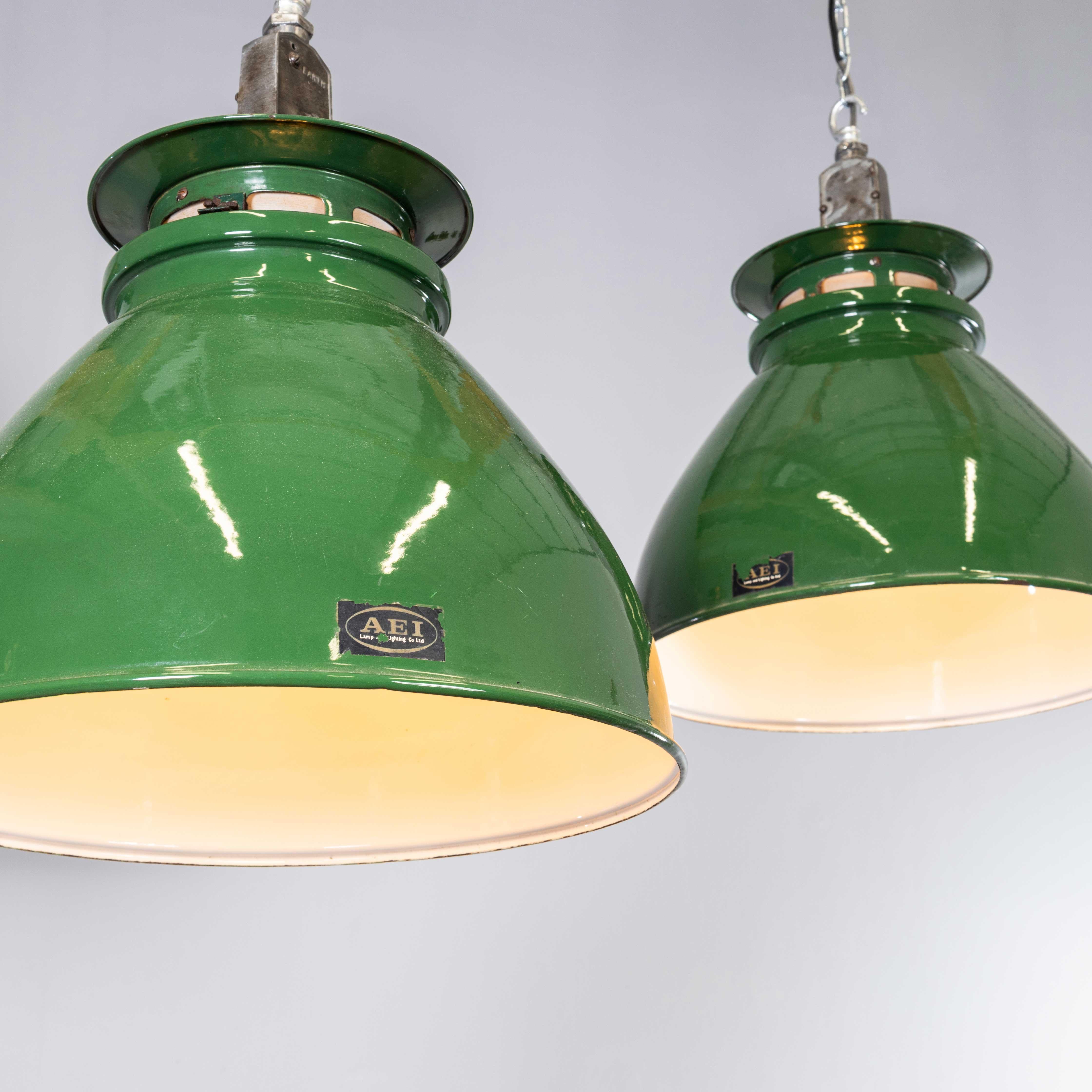 1950's Large Green Industrial Pendant Lamps - AEI Lighting For Sale 1